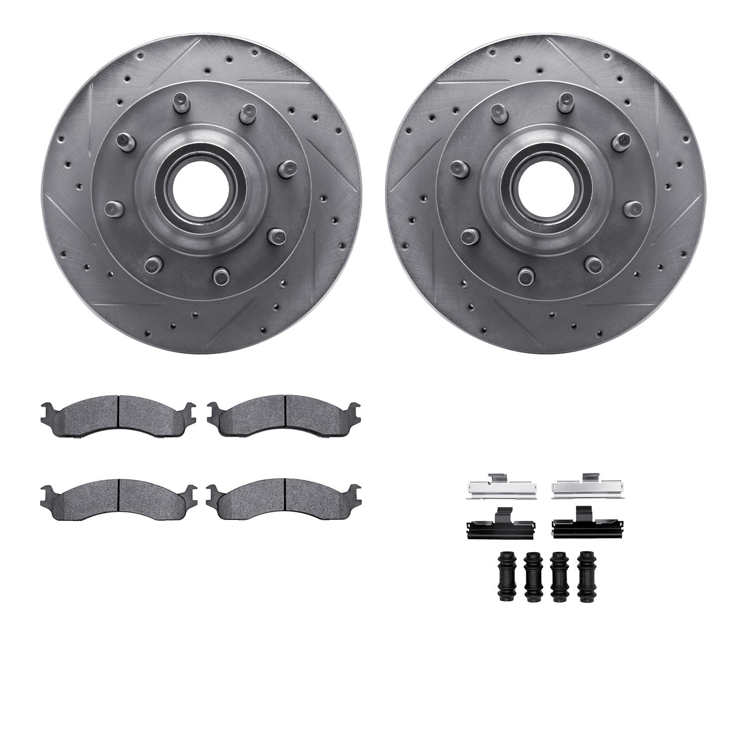 DYN 7212-99118 DFC Brake Rotor - Drilled & Slotted - Silver- HD Brake Pad - Hardware