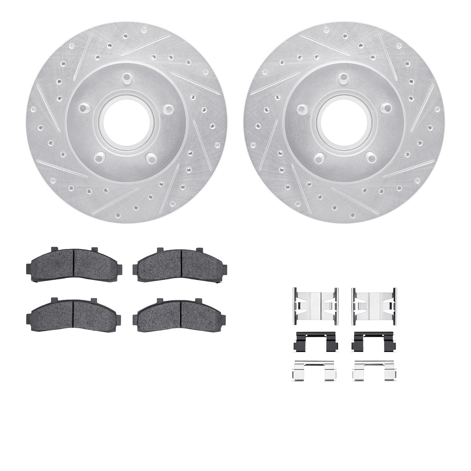 DYN 7212-99122 DFC Brake Rotor - Drilled & Slotted - Silver- HD Brake Pad - Hardware