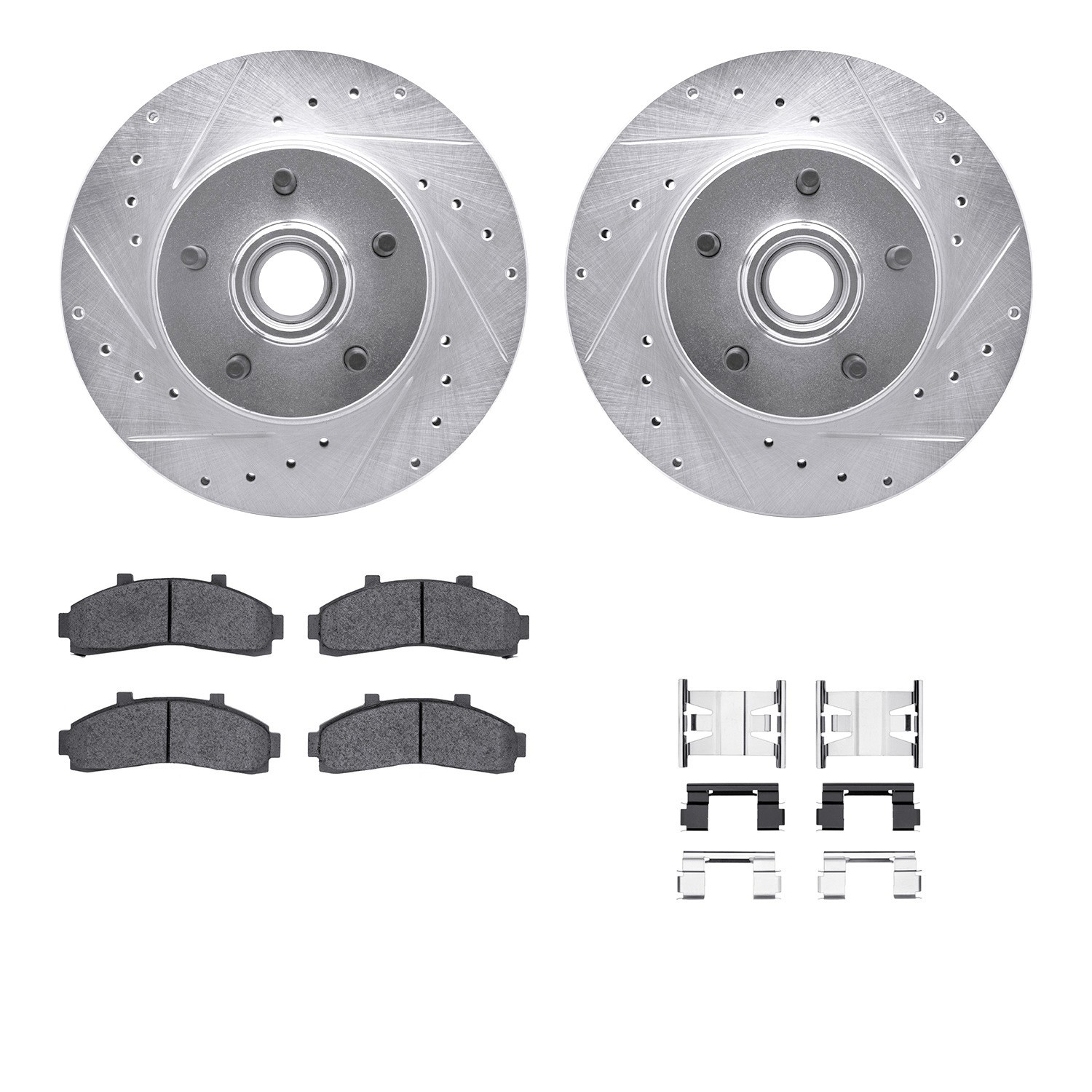 DYN 7212-99123 DFC Brake Rotor - Drilled & Slotted - Silver- HD Brake Pad - Hardware