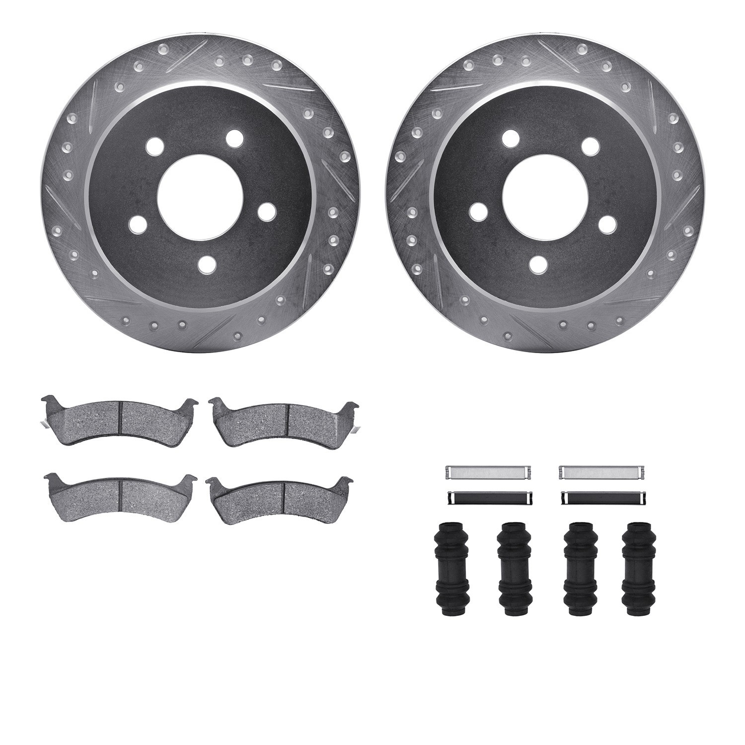 DYN 7212-99126 DFC Brake Rotor - Drilled & Slotted - Silver- HD Brake Pad - Hardware