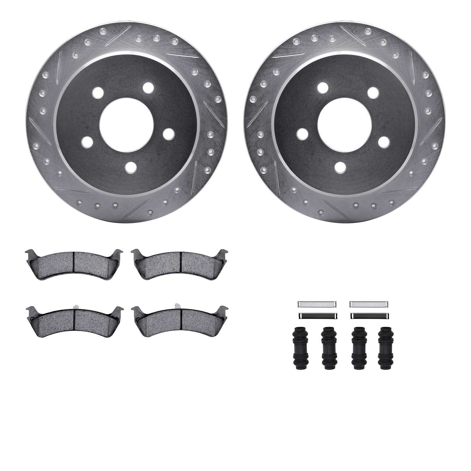 DYN 7212-99127 DFC Brake Rotor - Drilled & Slotted - Silver- HD Brake Pad - Hardware