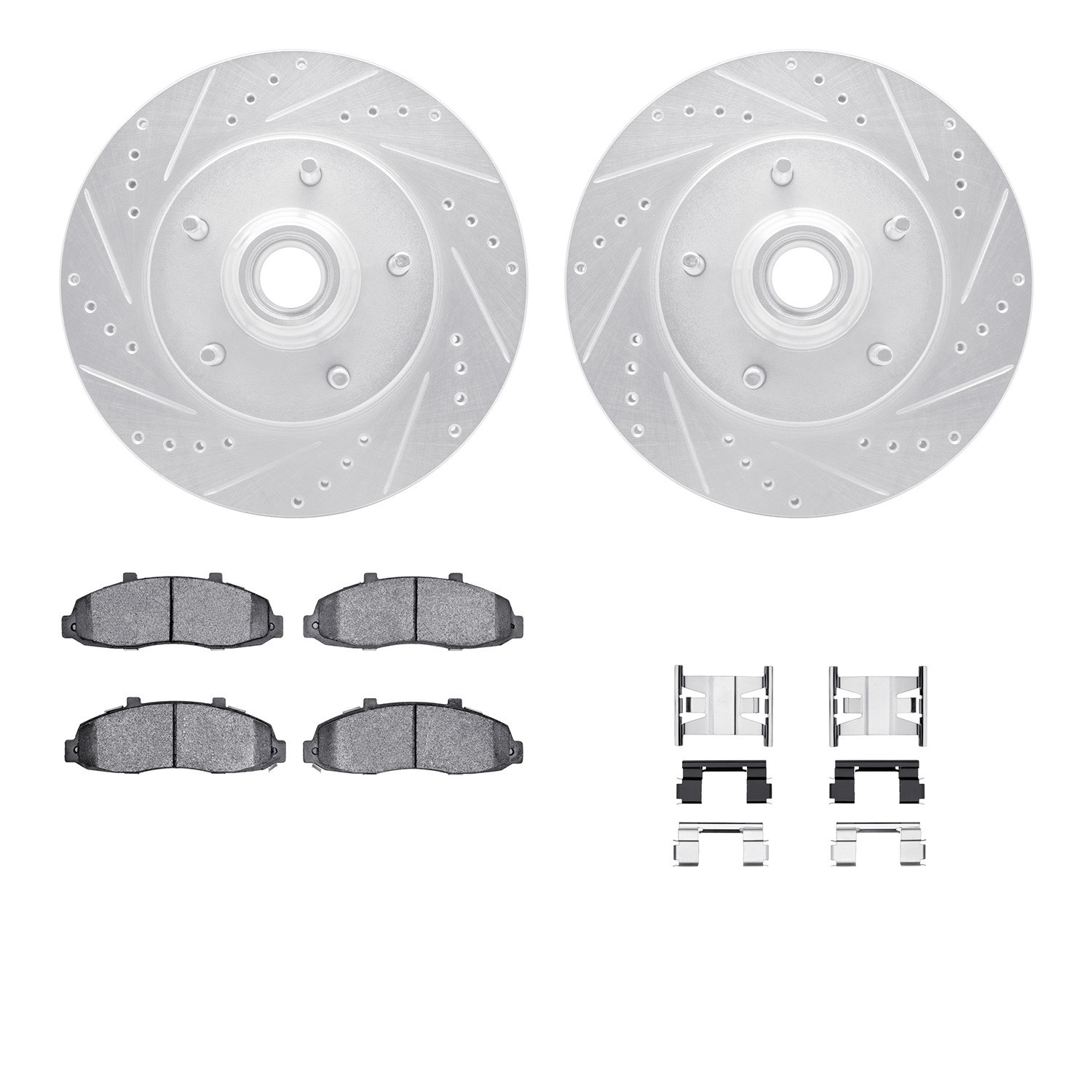DYN 7212-99132 DFC Brake Rotor - Drilled & Slotted - Silver- HD Brake Pad - Hardware