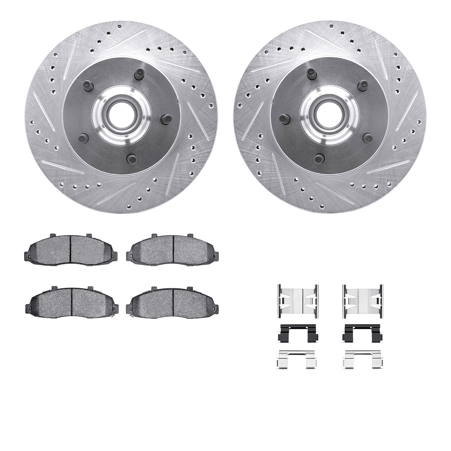 DYN 7212-99158 DFC Brake Rotor - Drilled & Slotted - Silver- HD Brake Pad - Hardware