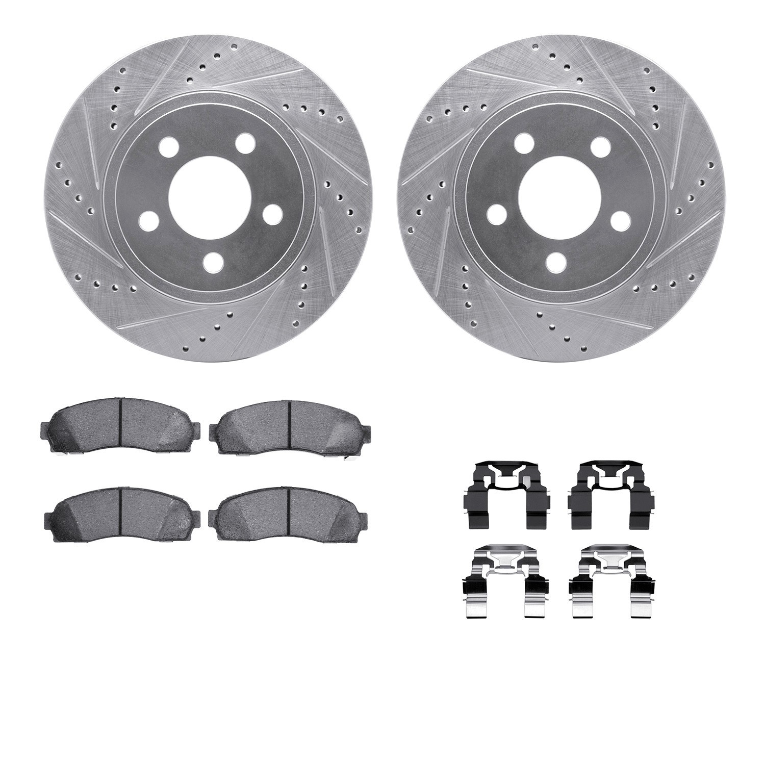 DYN 7212-99161 DFC Brake Rotor - Drilled & Slotted - Silver- HD Brake Pad - Hardware