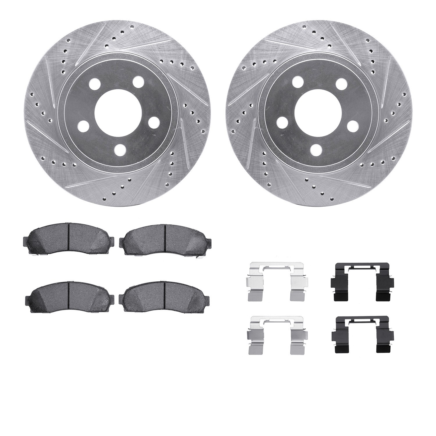 DYN 7212-99163 DFC Brake Rotor - Drilled & Slotted - Silver- HD Brake Pad - Hardware