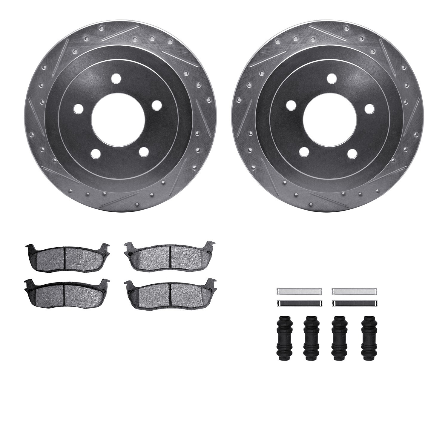 DYN 7212-99167 DFC Brake Rotor - Drilled & Slotted - Silver- HD Brake Pad - Hardware