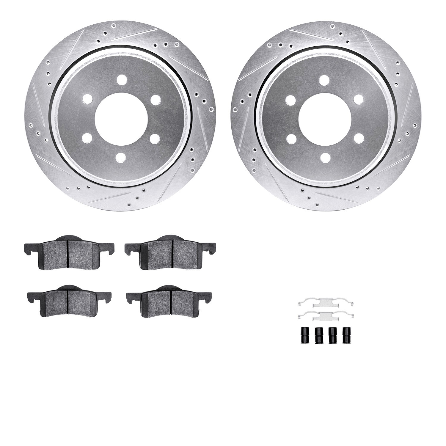 DYN 7212-99179 DFC Brake Rotor - Drilled & Slotted - Silver- HD Brake Pad - Hardware