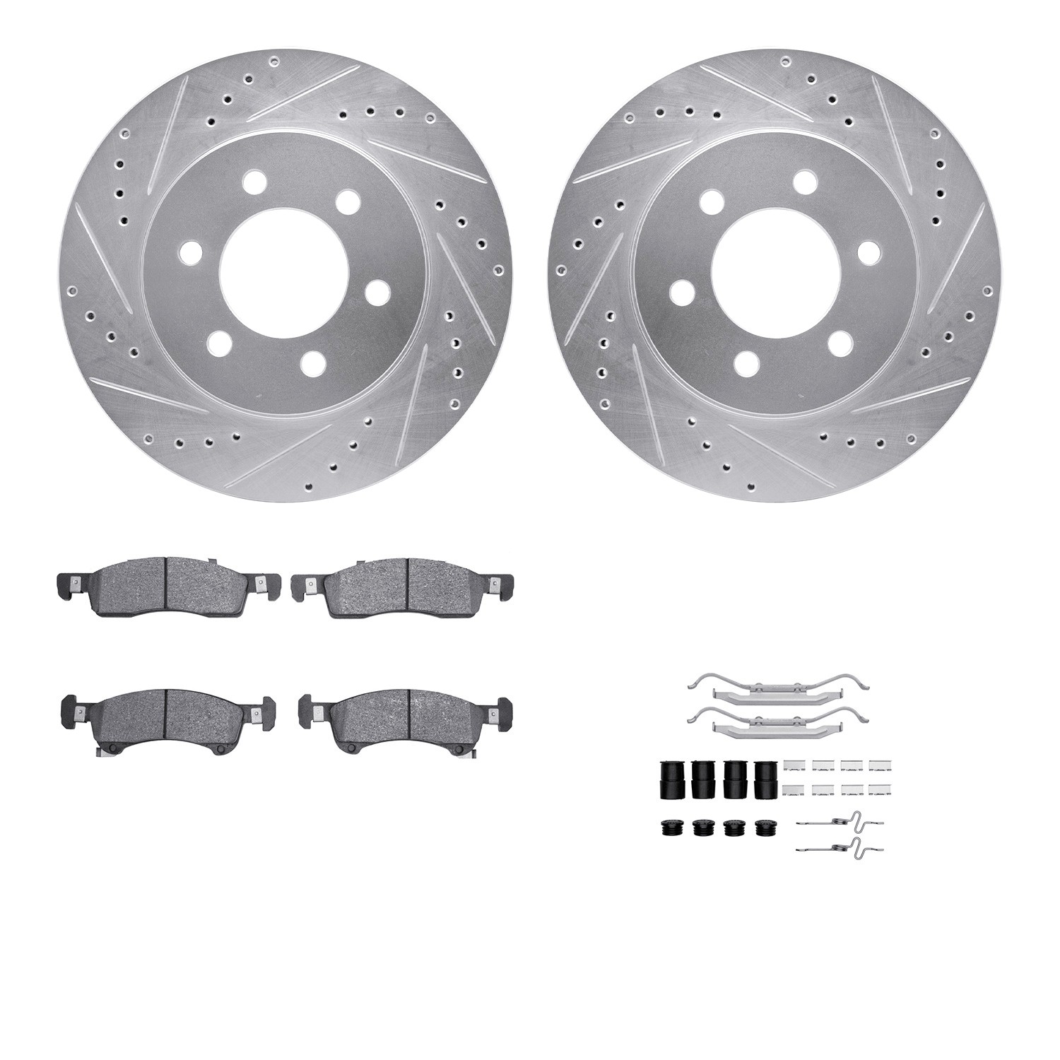DYN 7212-99181 DFC Brake Rotor - Drilled & Slotted - Silver- HD Brake Pad - Hardware
