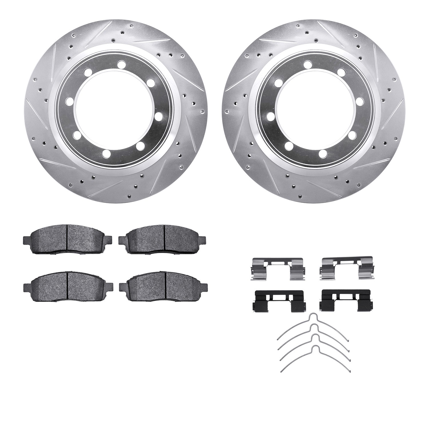 DYN 7212-99184 DFC Brake Rotor - Drilled & Slotted - Silver- HD Brake Pad - Hardware