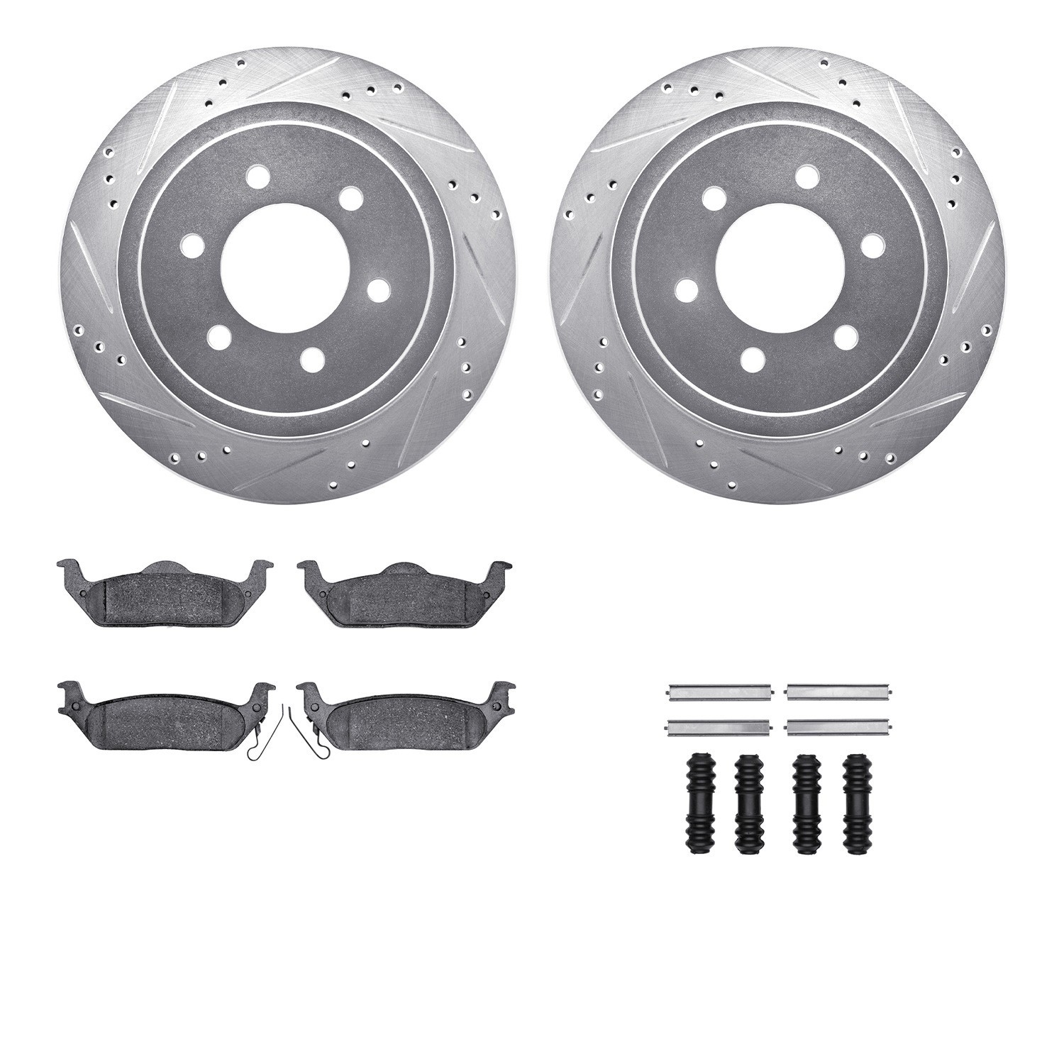 DYN 7212-99186 DFC Brake Rotor - Drilled & Slotted - Silver- HD Brake Pad - Hardware