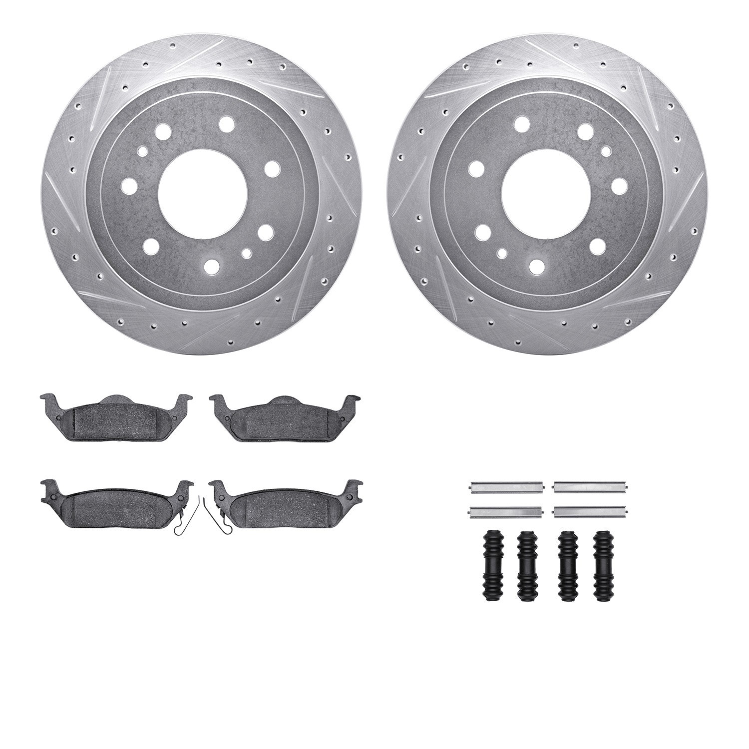 DYN 7212-99188 DFC Brake Rotor - Drilled & Slotted - Silver- HD Brake Pad - Hardware