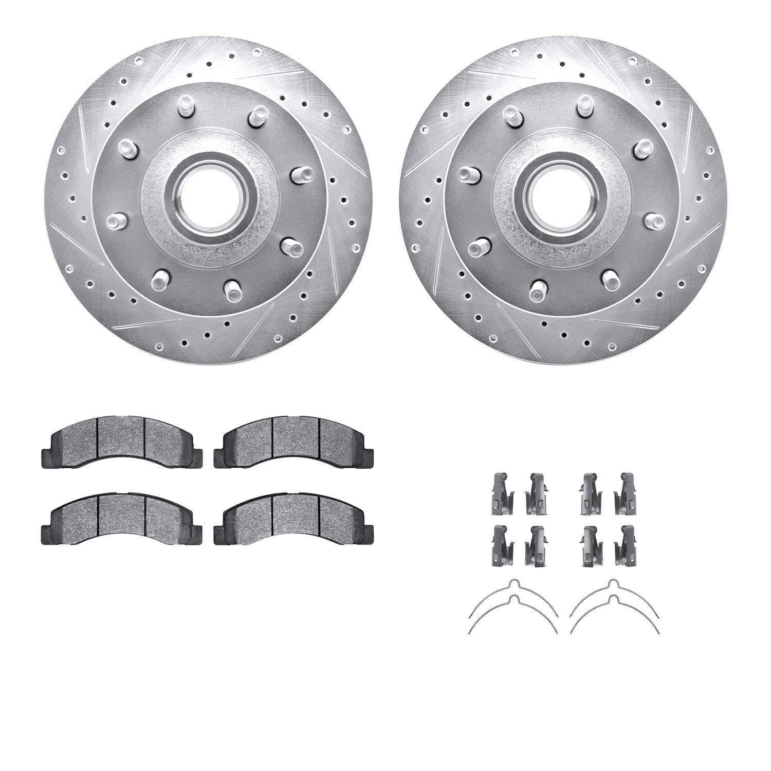 DYN 7212-99190 DFC Brake Rotor - Drilled & Slotted - Silver- HD Brake Pad - Hardware