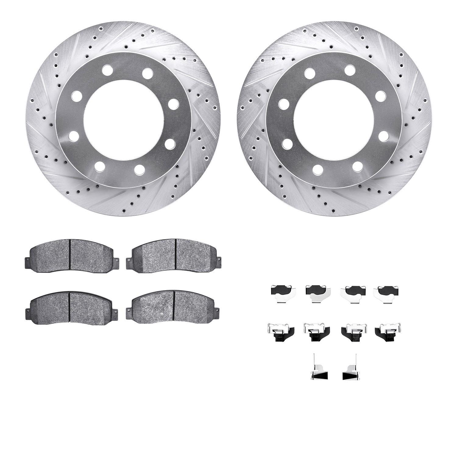 DYN 7212-99198 DFC Brake Rotor - Drilled & Slotted - Silver- HD Brake Pad - Hardware