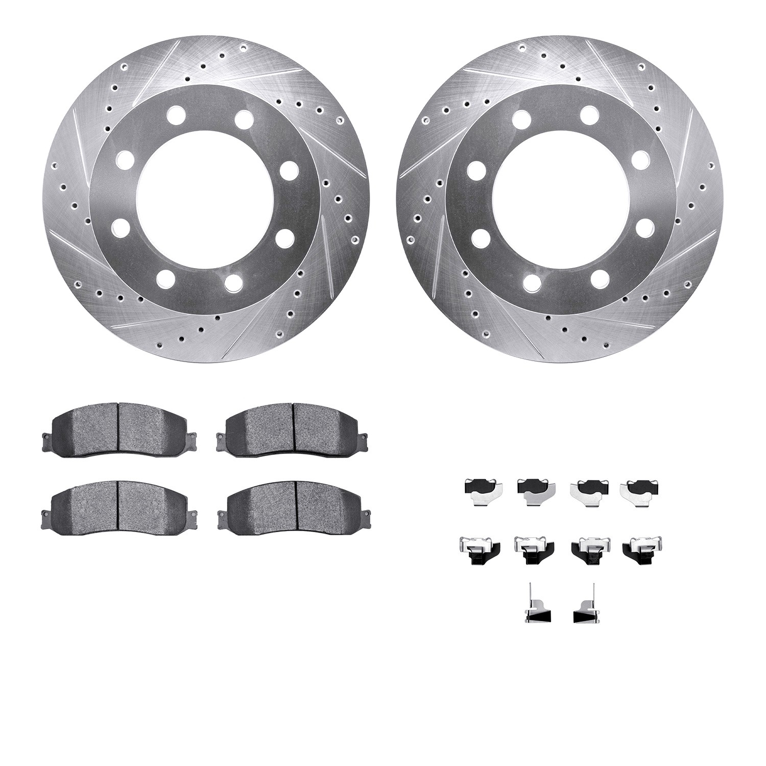 DYN 7212-99201 DFC Brake Rotor - Drilled & Slotted - Silver- HD Brake Pad - Hardware
