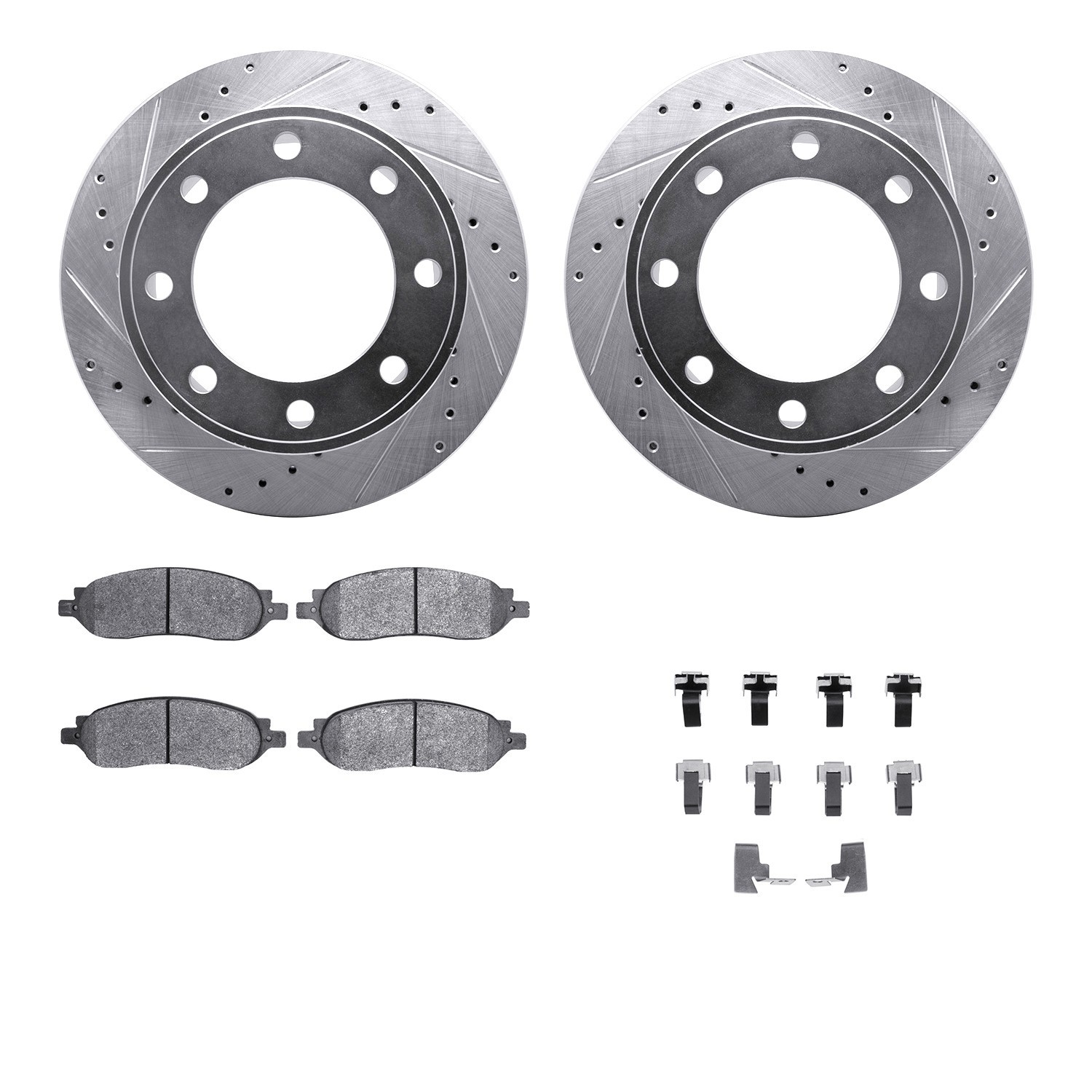 DYN 7212-99203 DFC Brake Rotor - Drilled & Slotted - Silver- HD Brake Pad - Hardware