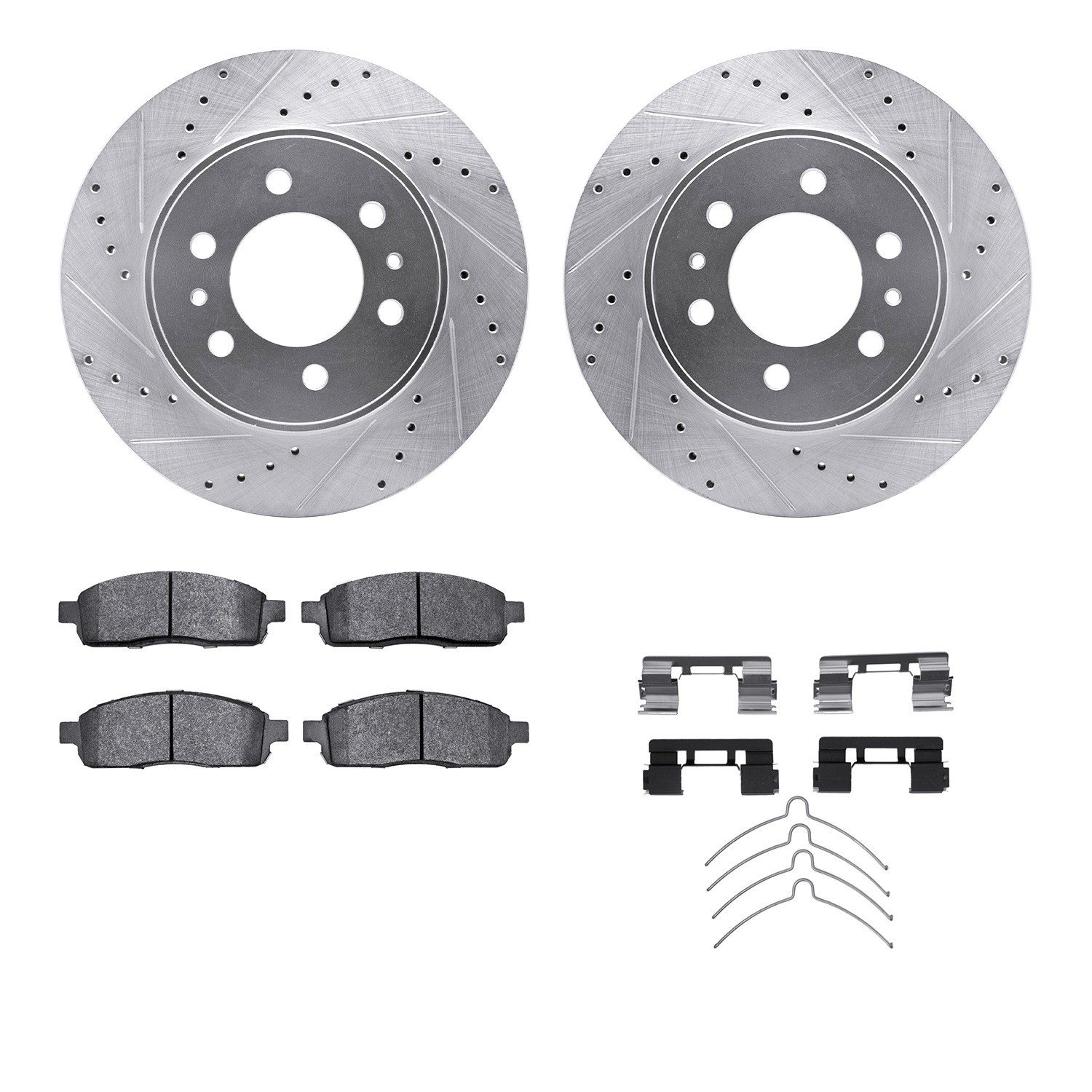 DYN 7212-99224 DFC Brake Rotor - Drilled & Slotted - Silver- HD Brake Pad - Hardware
