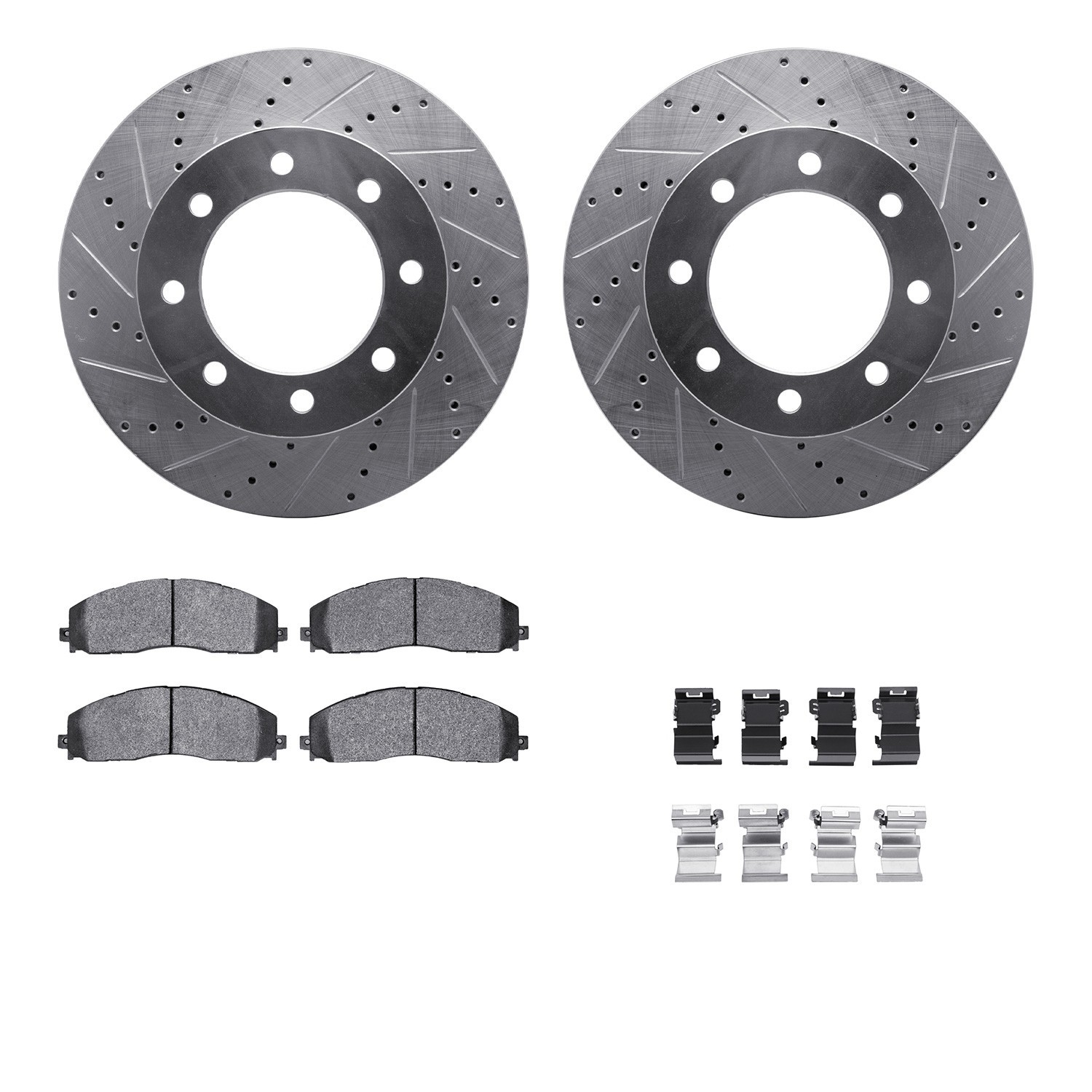 DYN 7212-99235 DFC Brake Rotor - Drilled & Slotted - Silver- HD Brake Pad - Hardware