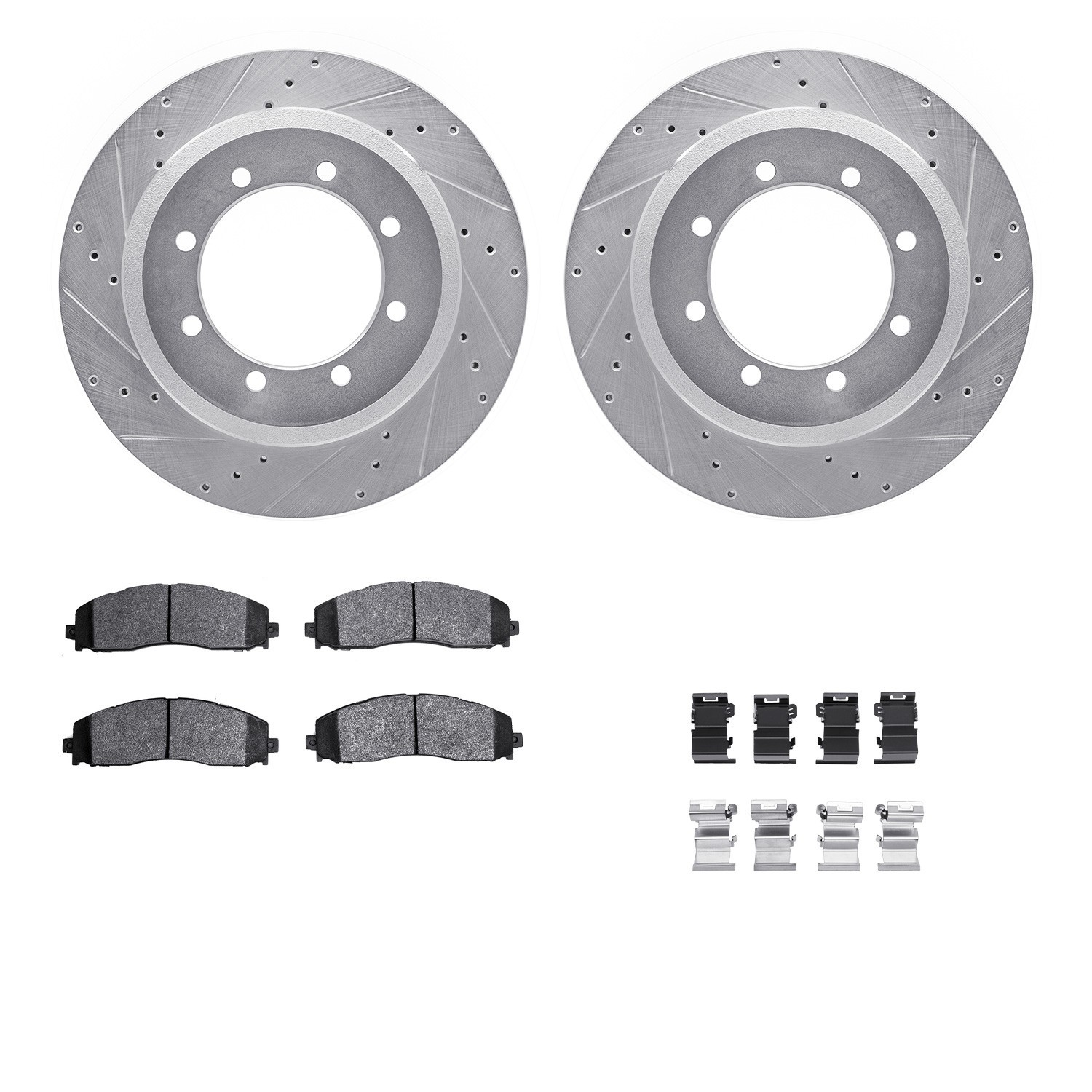 DYN 7212-99237 DFC Brake Rotor - Drilled & Slotted - Silver- HD Brake Pad - Hardware