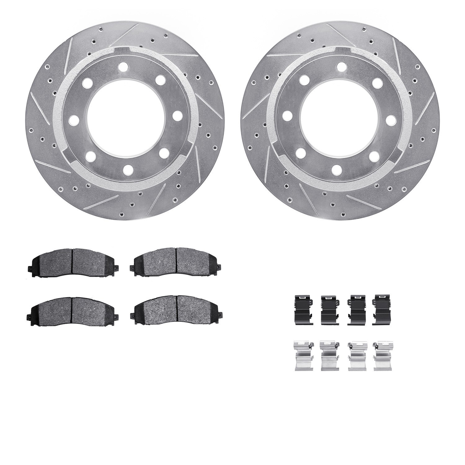 DYN 7212-99239 DFC Brake Rotor - Drilled & Slotted - Silver- HD Brake Pad - Hardware