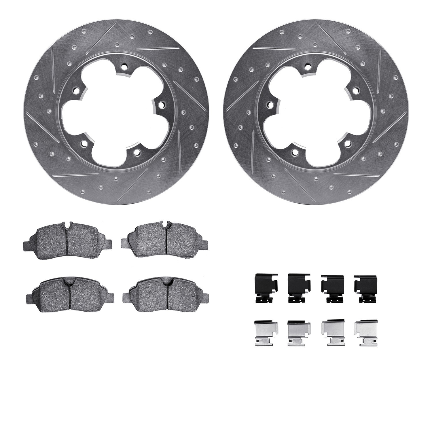 DYN 7212-99240 DFC Brake Rotor - Drilled & Slotted - Silver- HD Brake Pad - Hardware