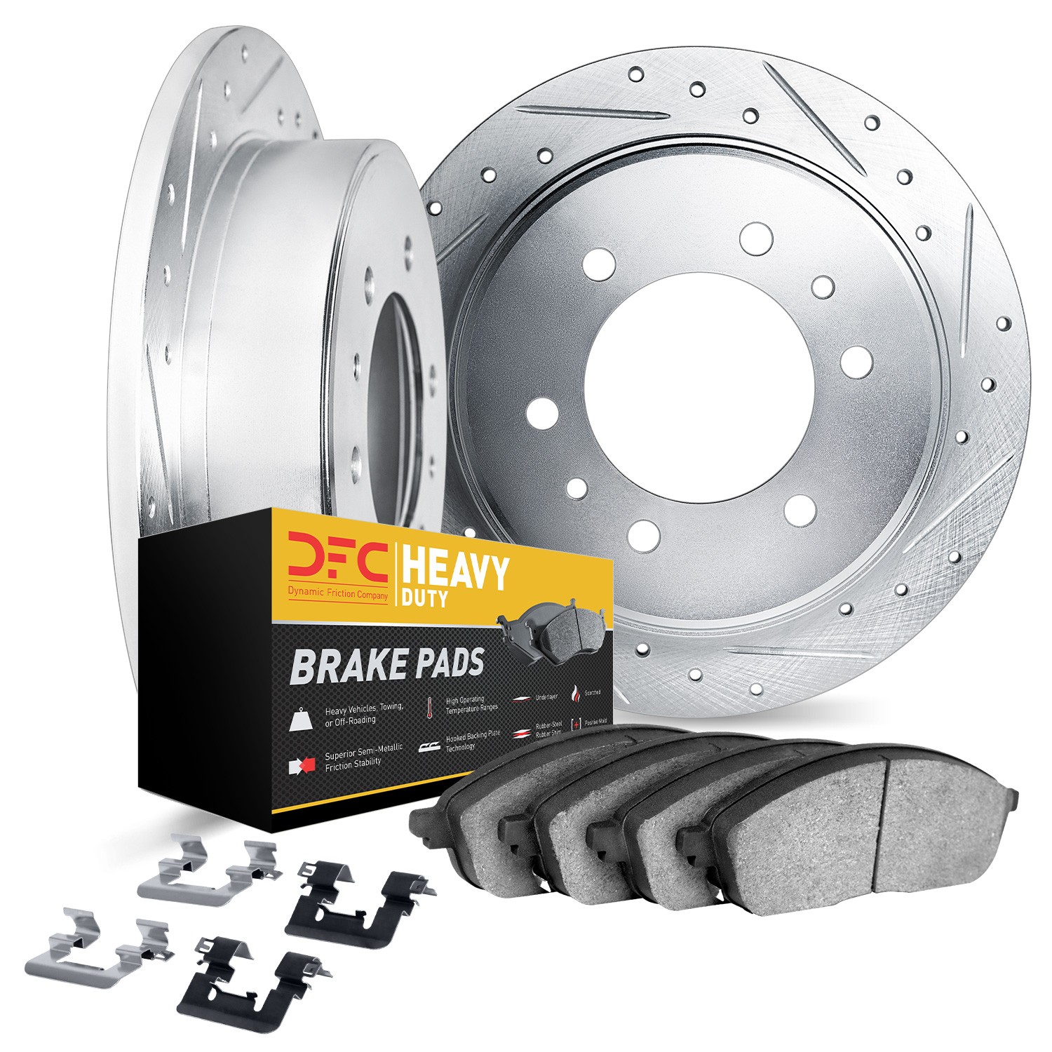 DYN 7212-99241 DFC Brake Rotor - Drilled & Slotted - Silver- HD Brake Pad - Hardware