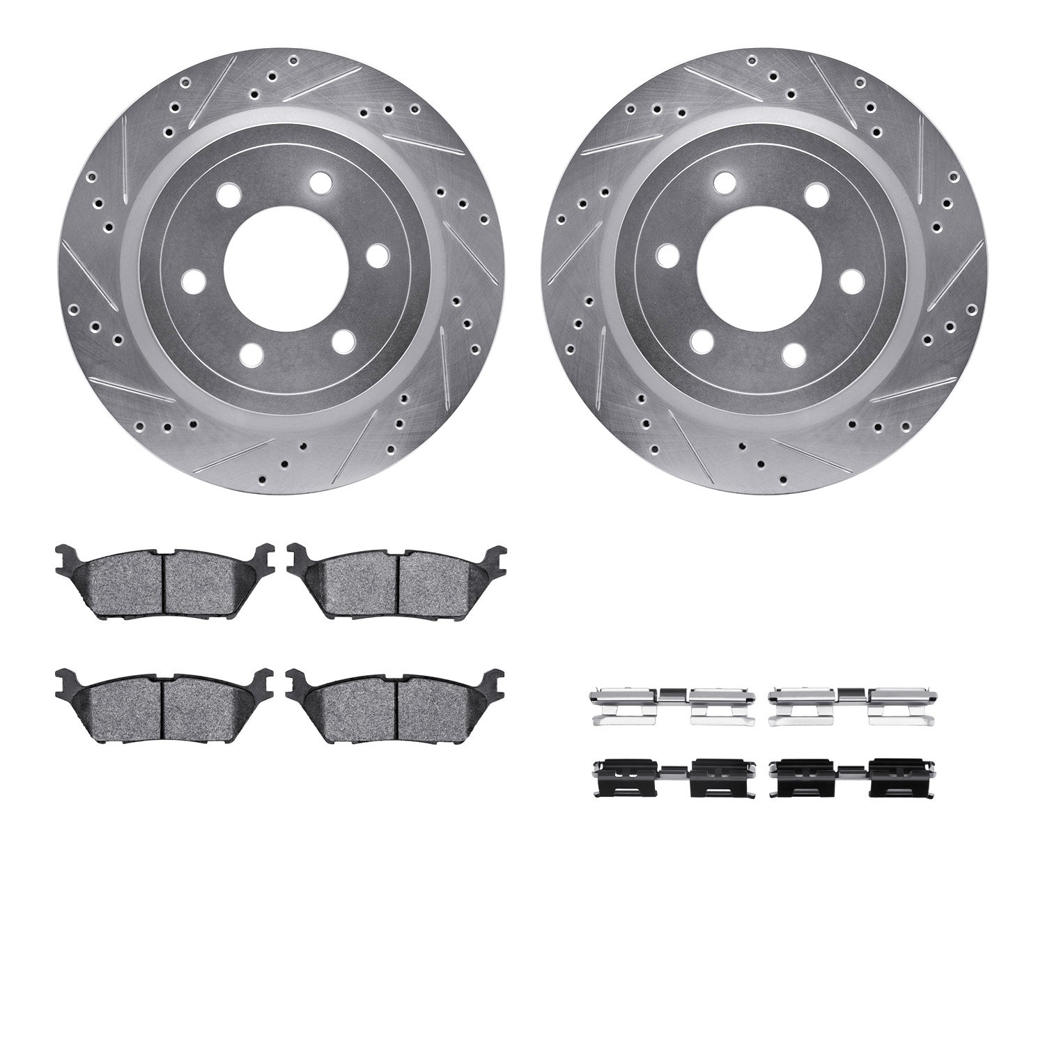 DYN 7212-99270 DFC Brake Rotor - Drilled & Slotted - Silver- HD Brake Pad - Hardware