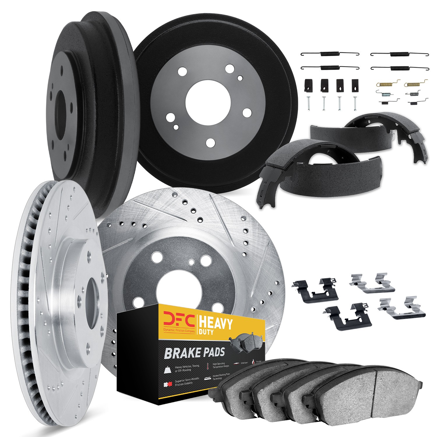 DYN 7214-46006 DFC Brake Rotor - Drilled & Slotted - Silver- HD Brake Pad - Hardware