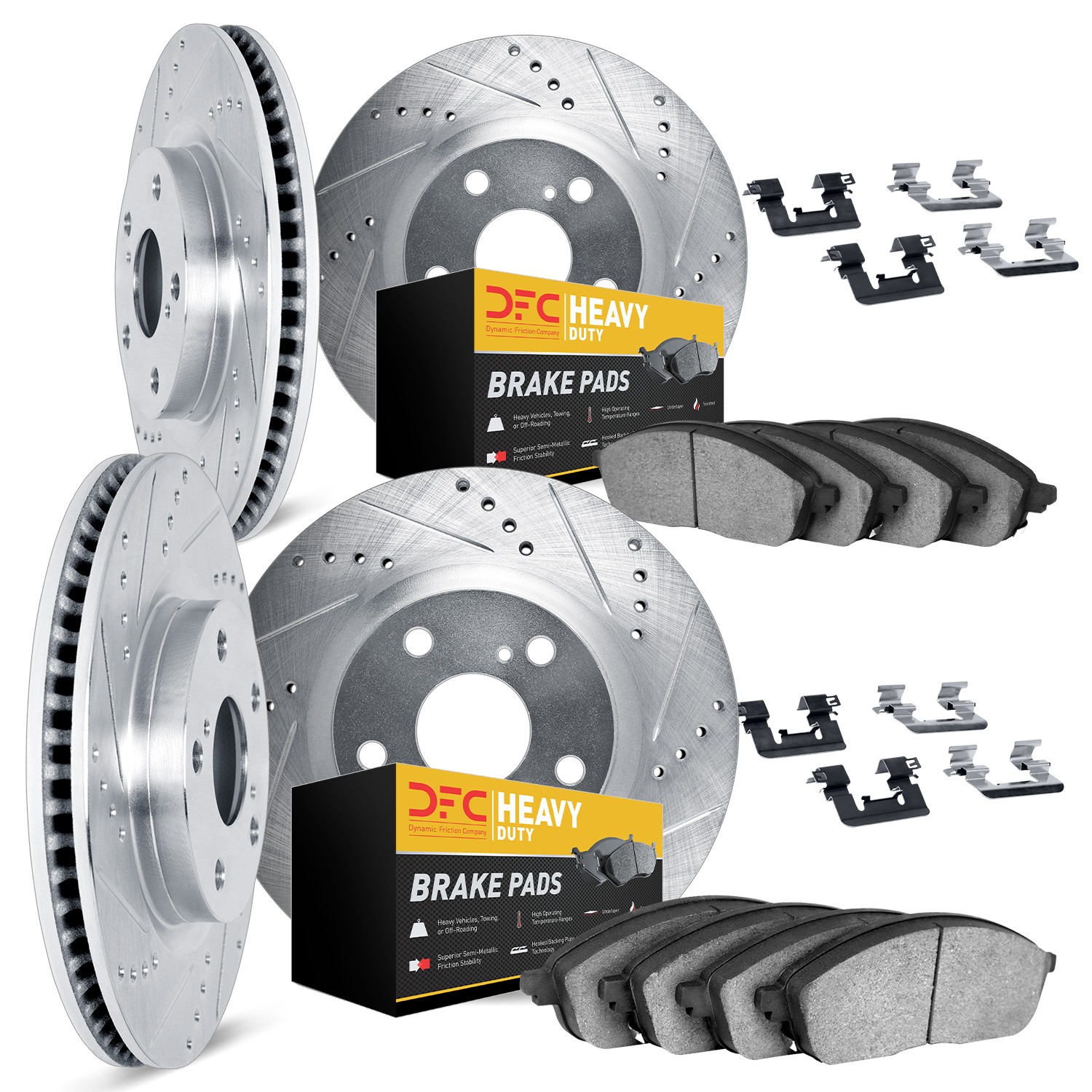 DYN 7214-48005 DFC Brake Rotor - Drilled & Slotted - Silver- HD Brake Pad - Hardware