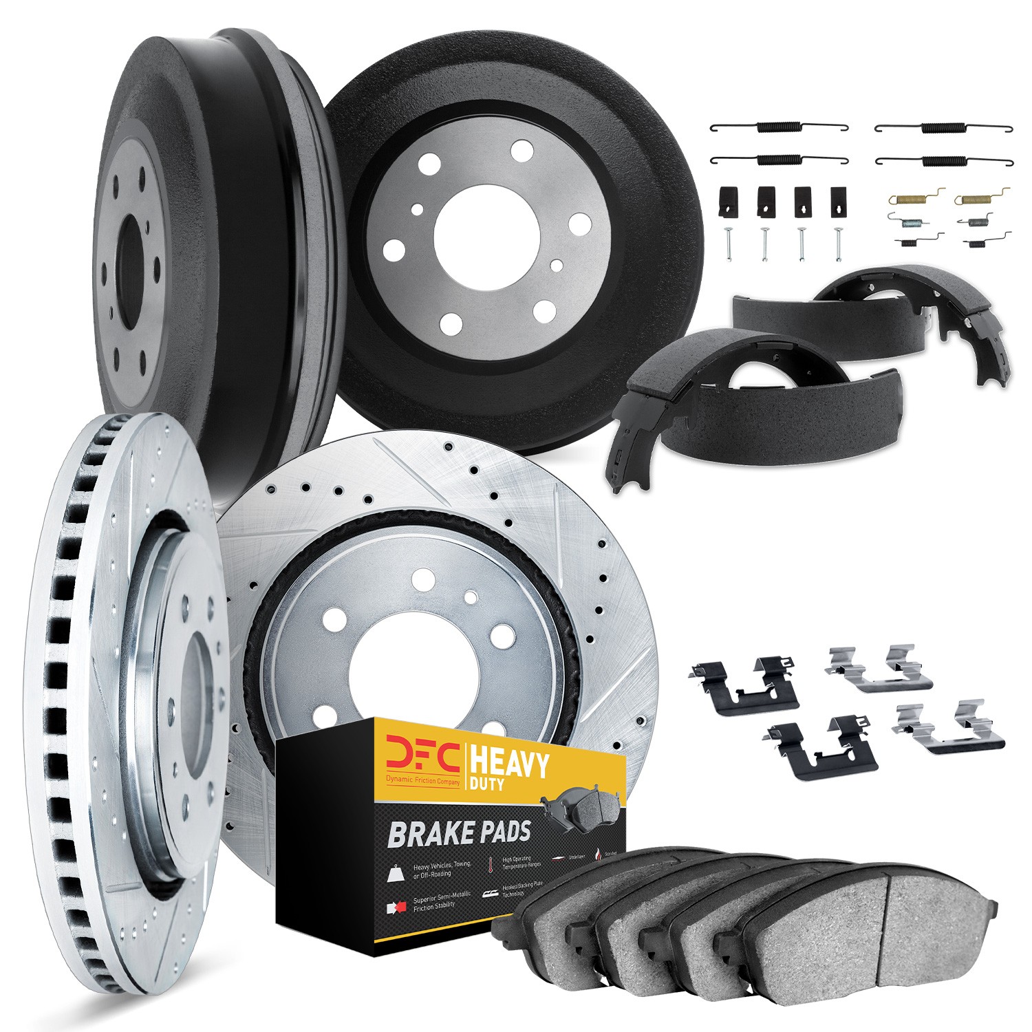 DYN 7214-48095 DFC Brake Rotor - Drilled & Slotted - Silver- HD Brake Pad - Hardware