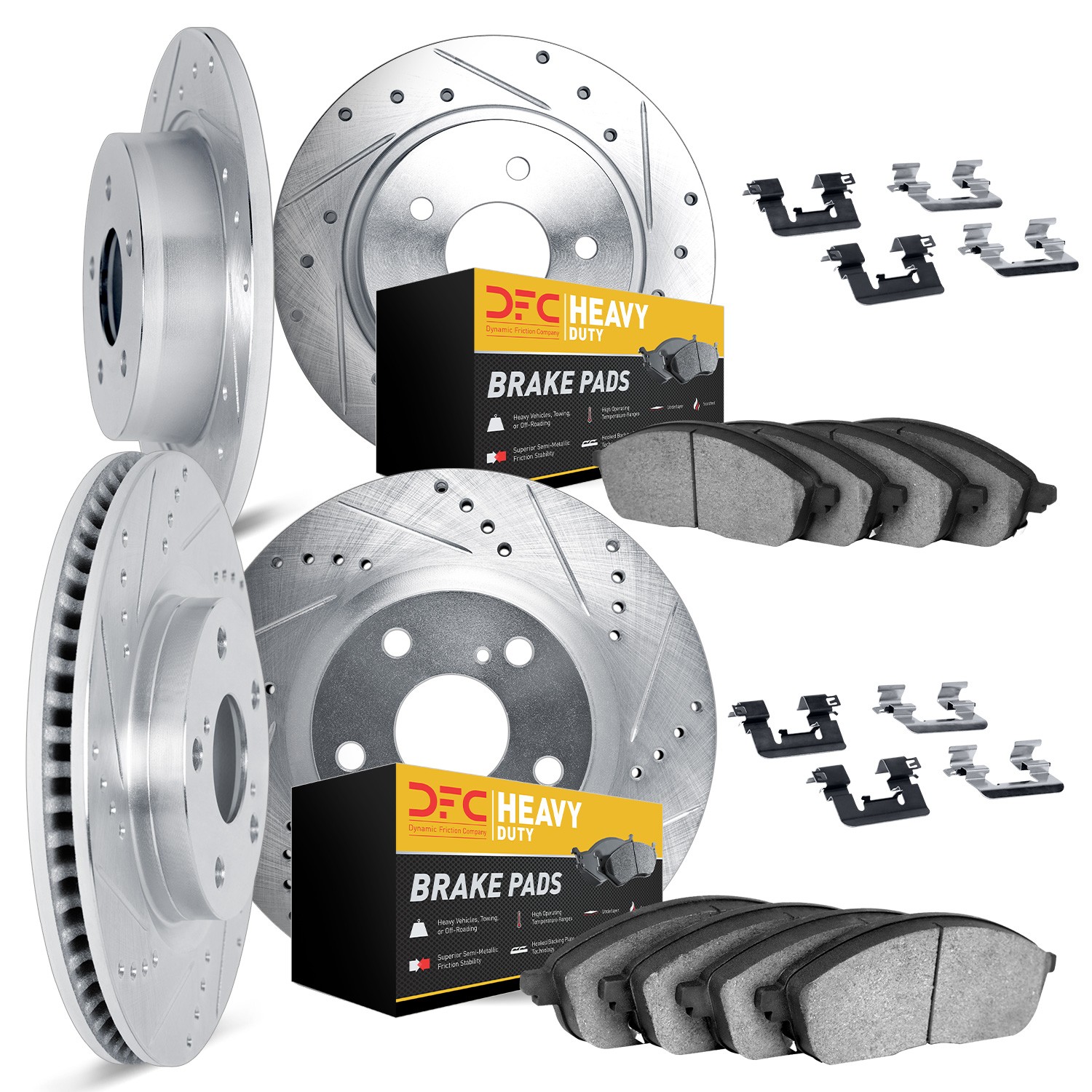 DYN 7214-54001 DFC Brake Rotor - Drilled & Slotted - Silver- HD Brake Pad - Hardware