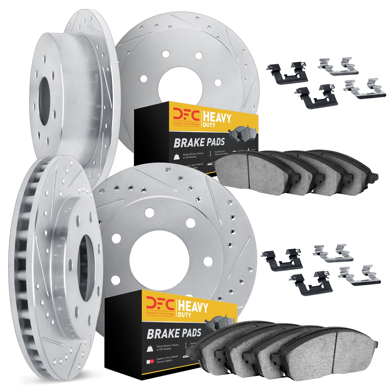 DYN 7214-54033 DFC Brake Rotor - Drilled & Slotted - Silver- HD Brake Pad - Hardware