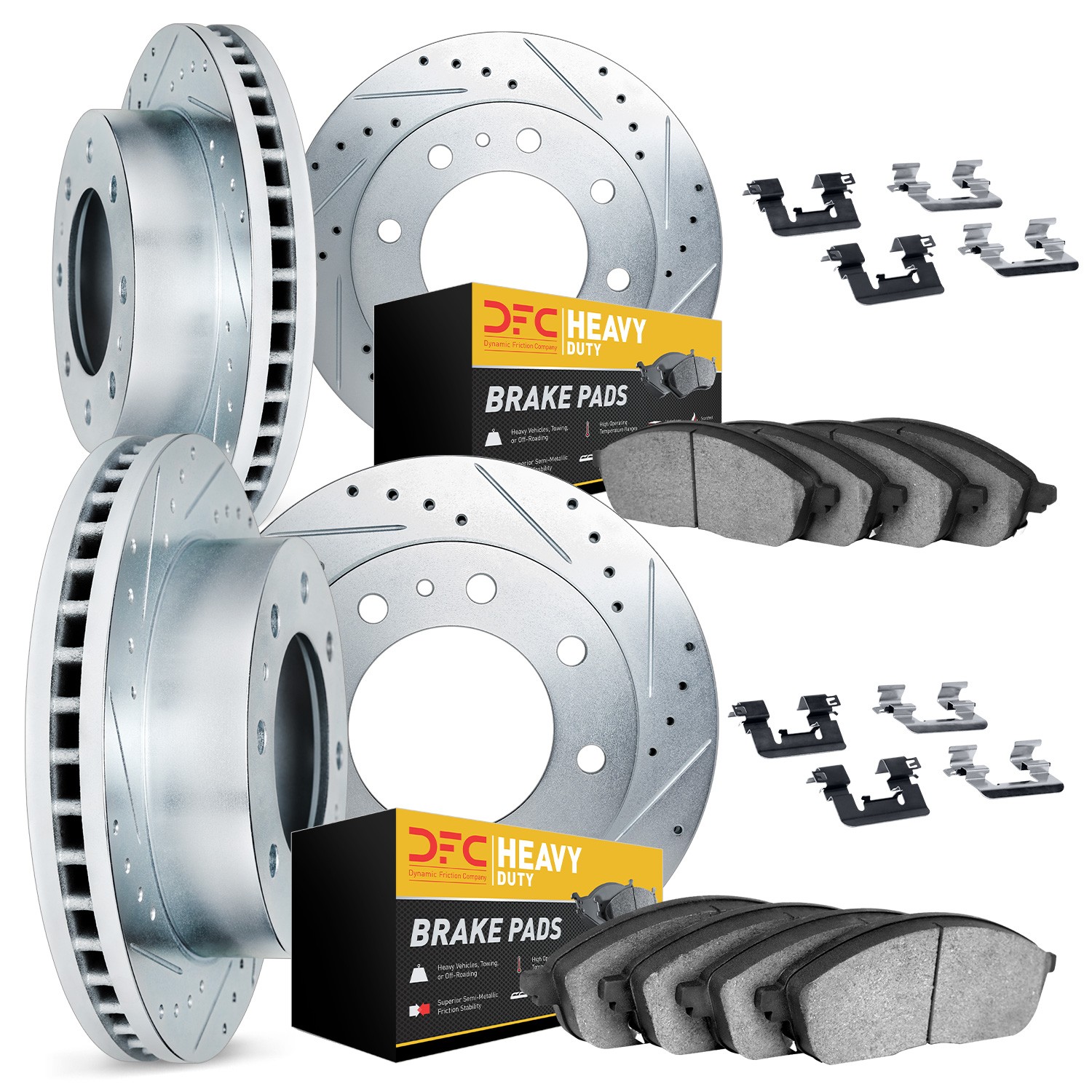 DYN 7214-54044 DFC Brake Rotor - Drilled & Slotted - Silver- HD Brake Pad - Hardware