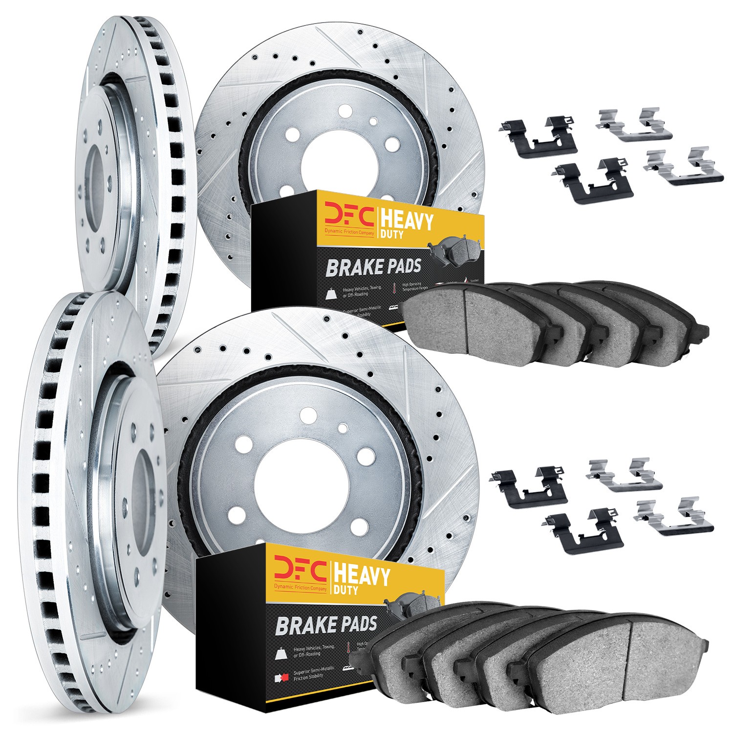 DYN 7214-54060 DFC Brake Rotor - Drilled & Slotted - Silver- HD Brake Pad - Hardware