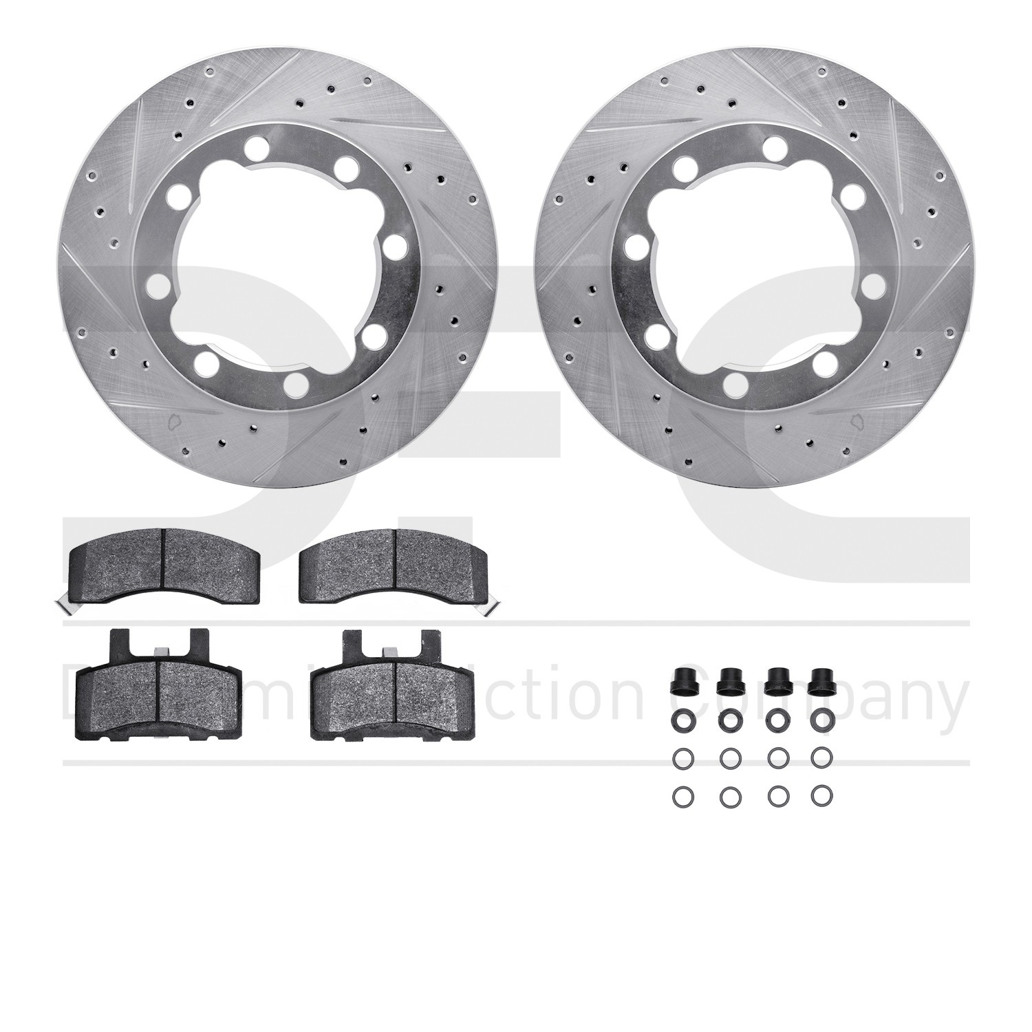 DYN 7412-40001 DFC Brake Rotor - Drilled & Slotted - Silver- HD Brake Pad - Hardware