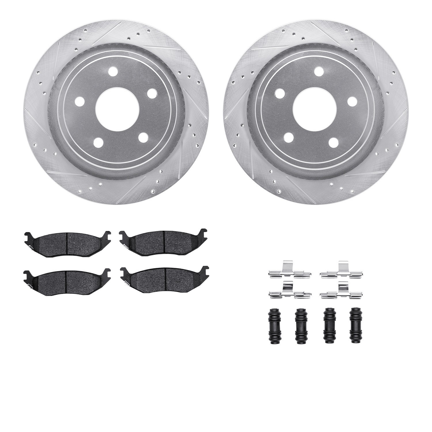 DYN 7412-40011 DFC Brake Rotor - Drilled & Slotted - Silver- HD Brake Pad - Hardware