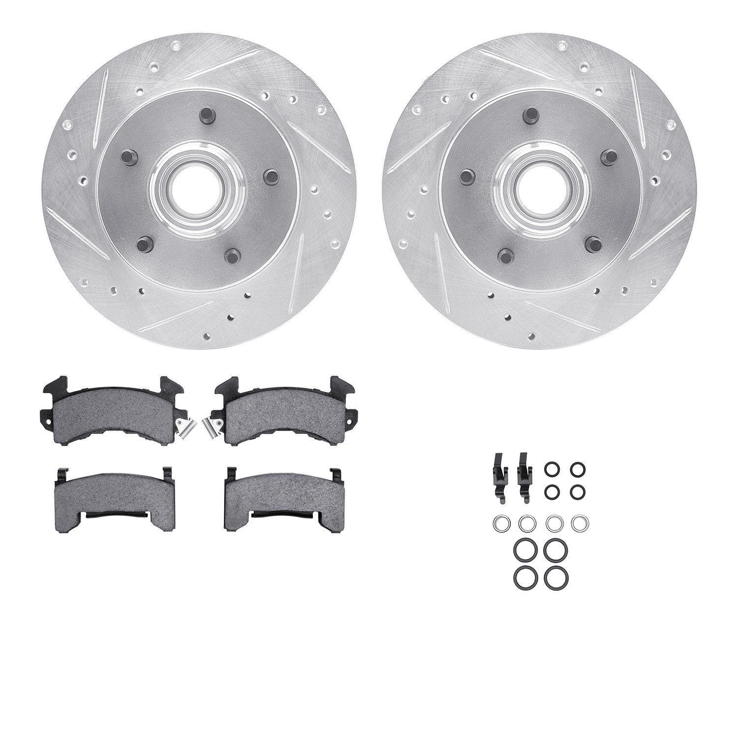 DYN 7412-47011 DFC Brake Rotor - Drilled & Slotted - Silver- HD Brake Pad - Hardware