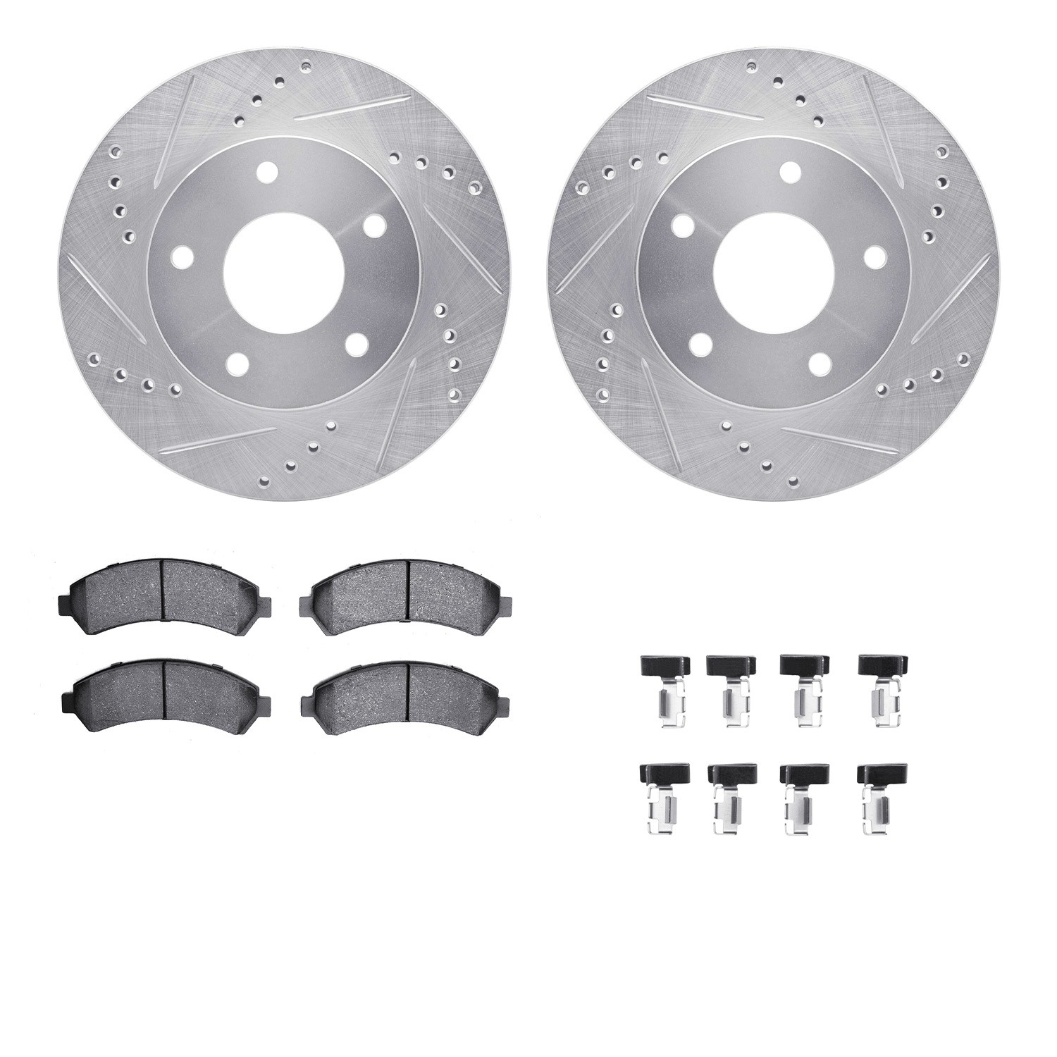 DYN 7412-48020 DFC Brake Rotor - Drilled & Slotted - Silver- HD Brake Pad - Hardware