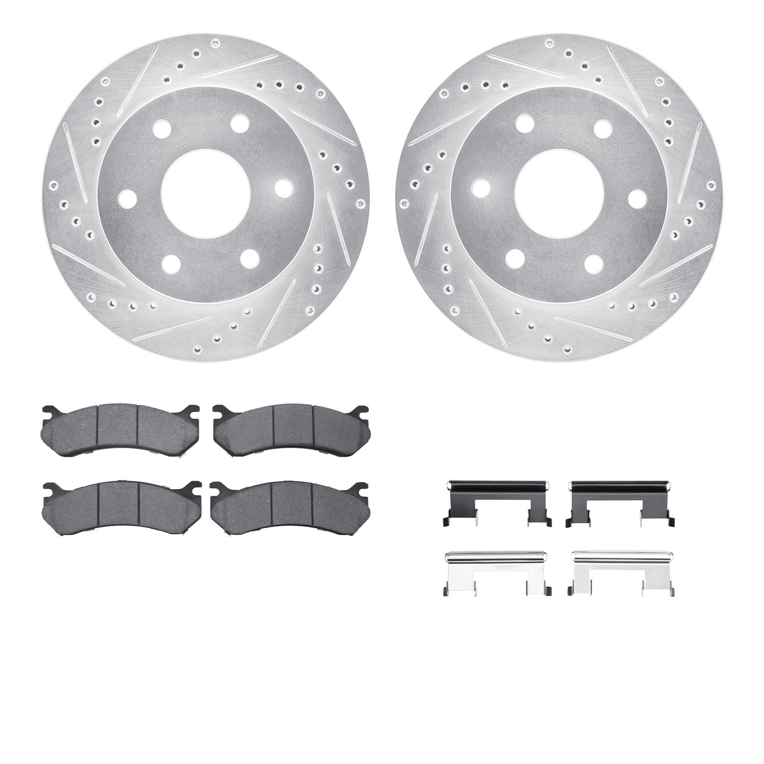 DYN 7412-48022 DFC Brake Rotor - Drilled & Slotted - Silver- HD Brake Pad - Hardware