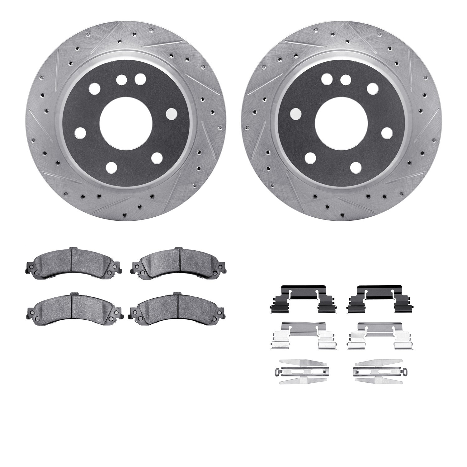 DYN 7412-48028 DFC Brake Rotor - Drilled & Slotted - Silver- HD Brake Pad - Hardware