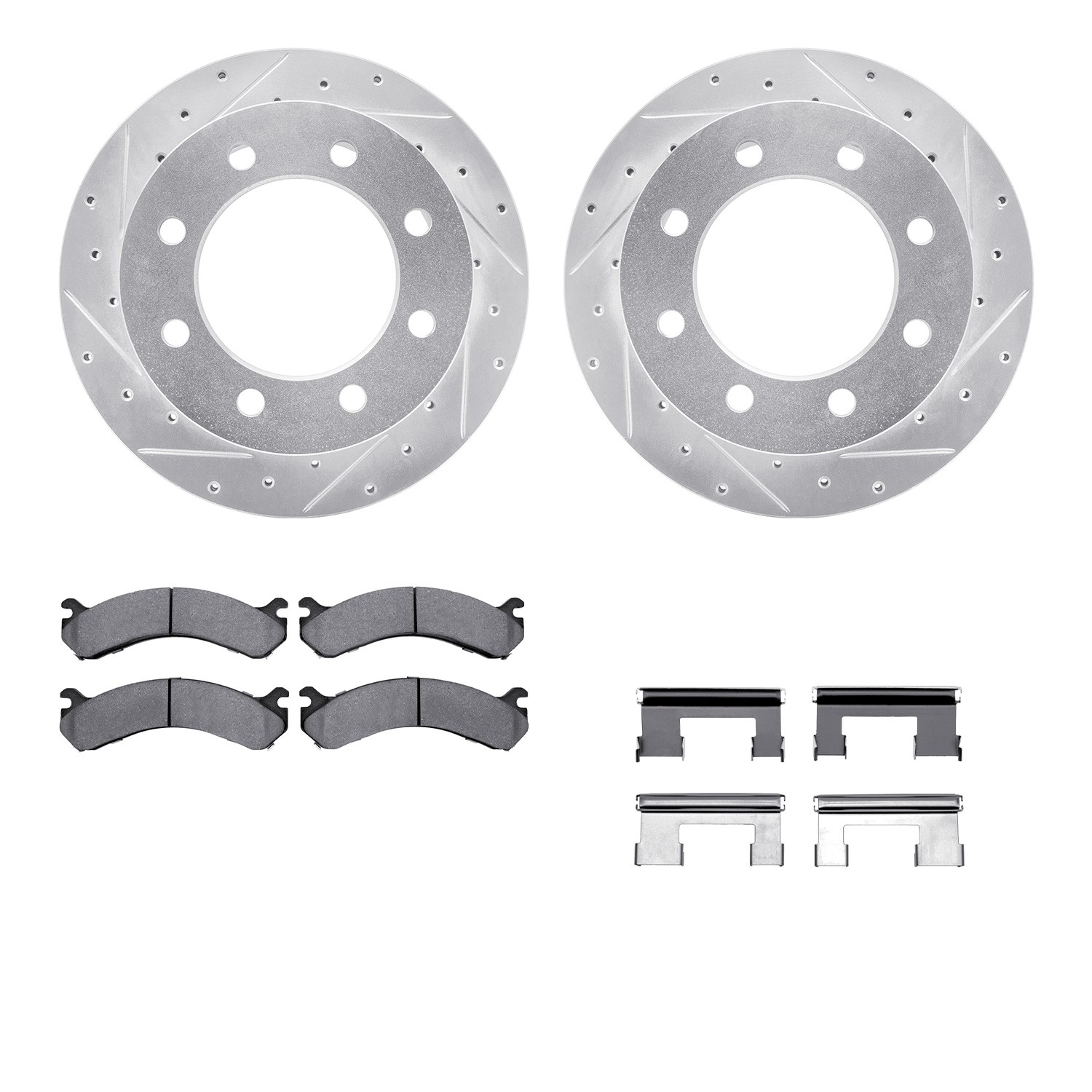 DYN 7412-48030 DFC Brake Rotor - Drilled & Slotted - Silver- HD Brake Pad - Hardware