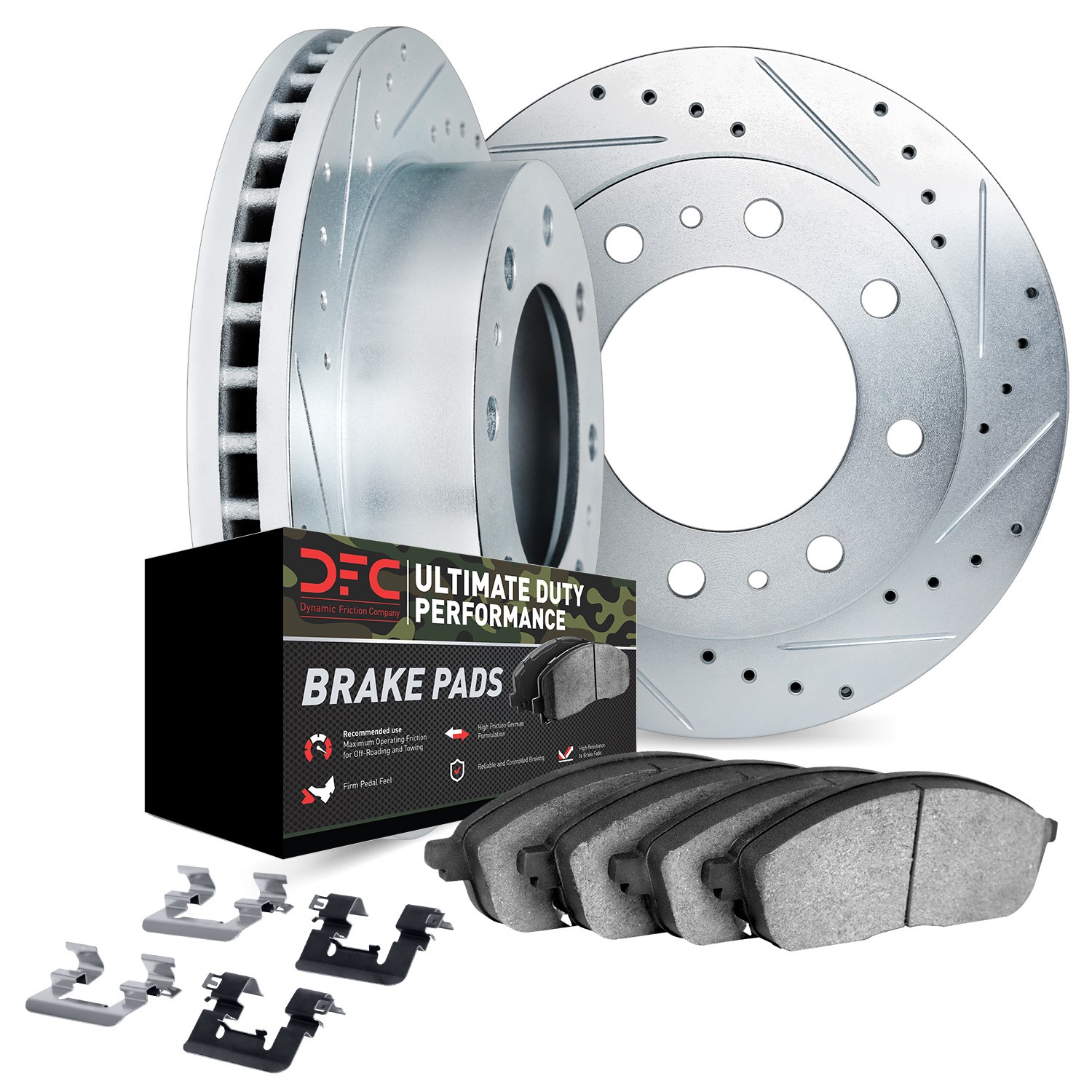DYN 7412-48037 DFC Brake Rotor - Drilled & Slotted - Silver- HD Brake Pad - Hardware - Image 2