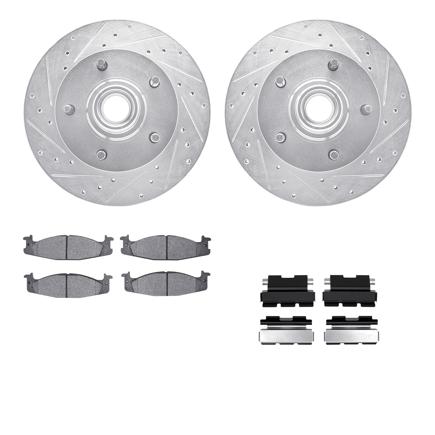 DYN 7412-54023 DFC Brake Rotor - Drilled & Slotted - Silver- HD Brake Pad - Hardware