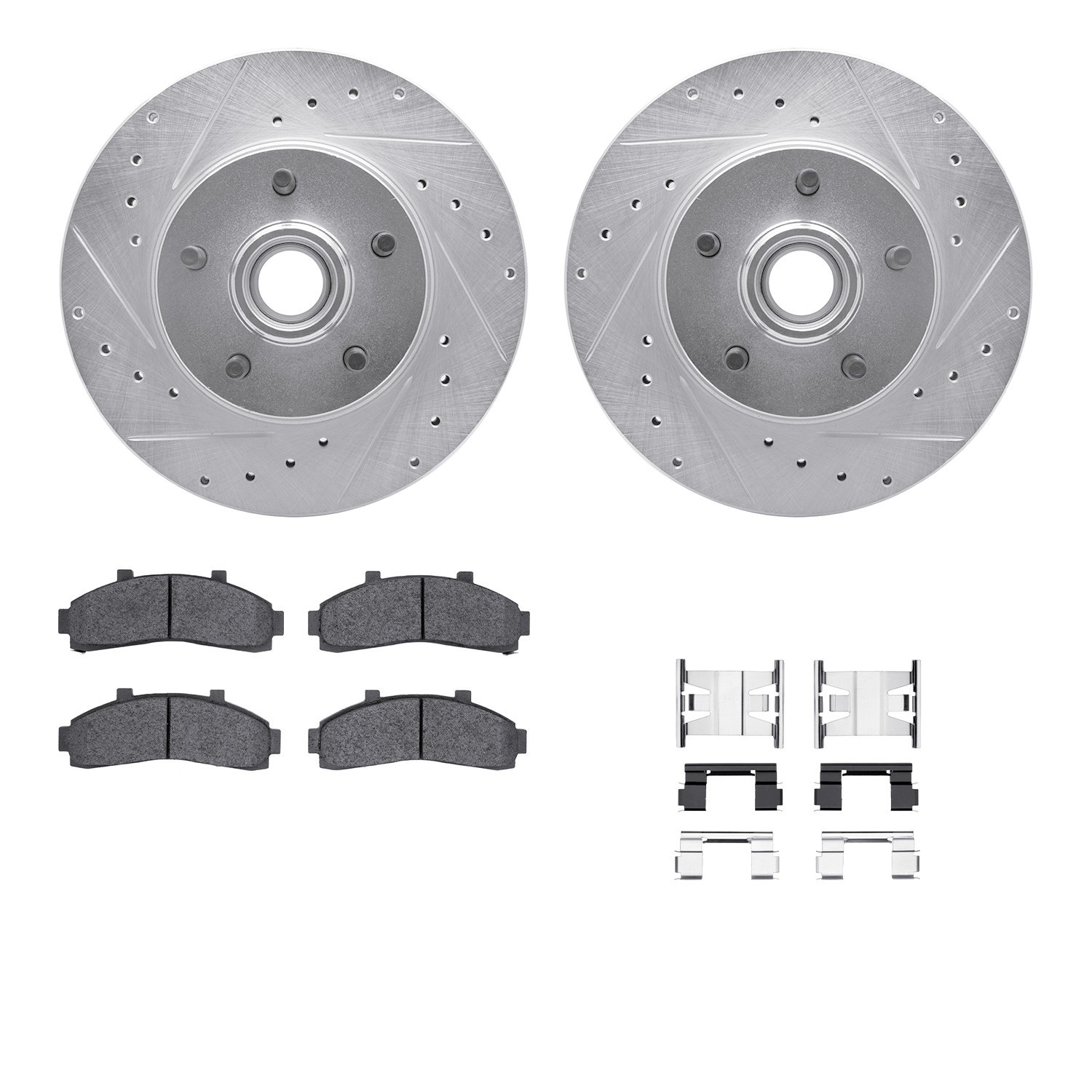 DYN 7412-54029 DFC Brake Rotor - Drilled & Slotted - Silver- HD Brake Pad - Hardware