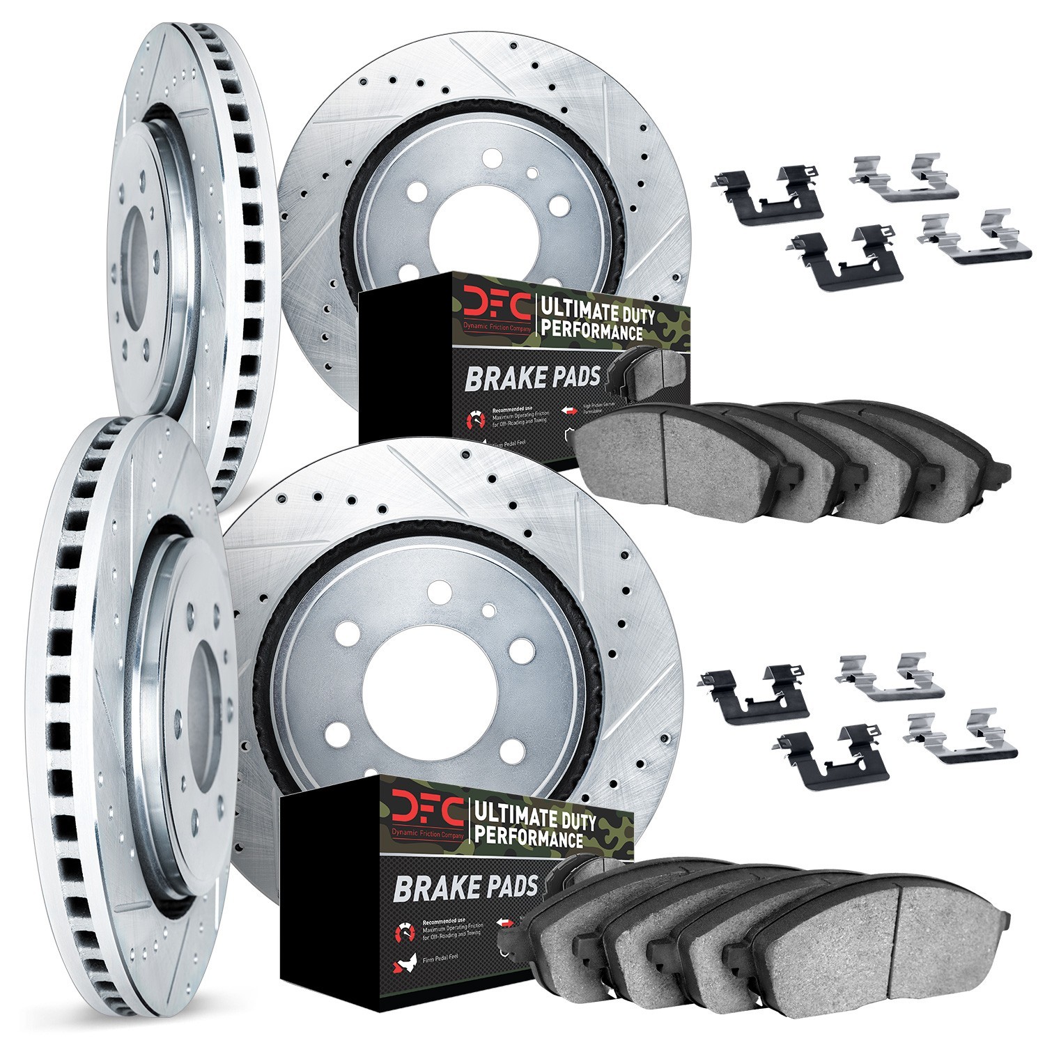 DYN 7414-48004 DFC Brake Rotor - Drilled & Slotted - Silver- HD Brake Pad - Hardware