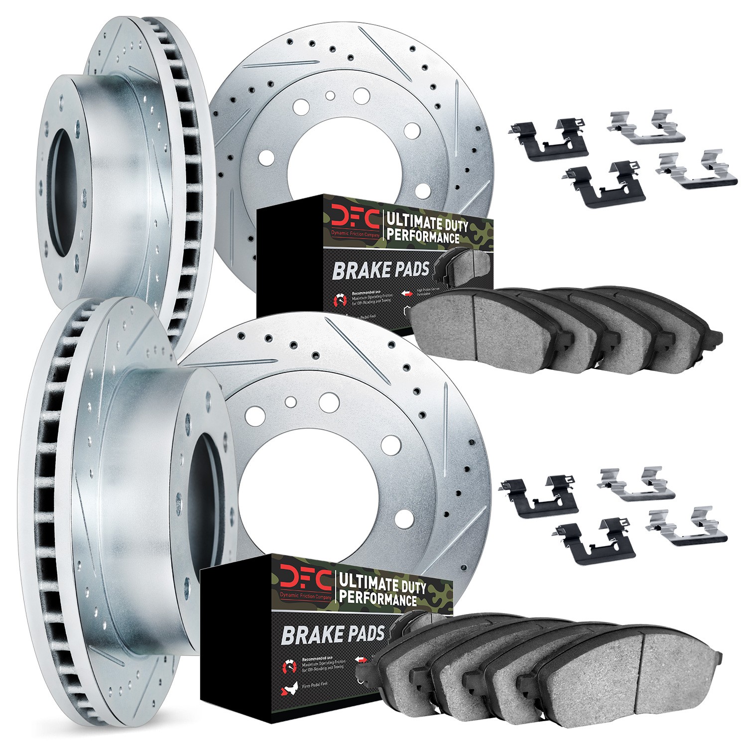 DYN 7414-48014 DFC Brake Rotor - Drilled & Slotted - Silver- HD Brake Pad - Hardware