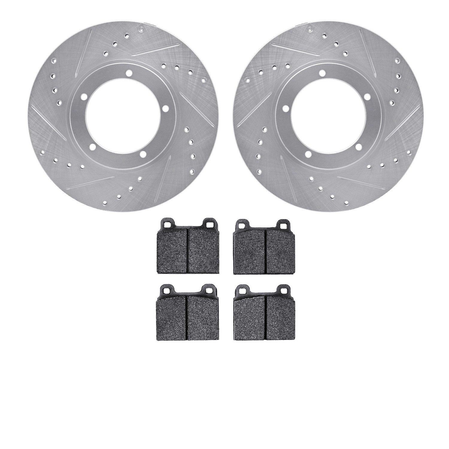 DYN 7502-02003 DFC Rotors-Drilled and Slotted-Silver with 5000 Advanced Brake Pads