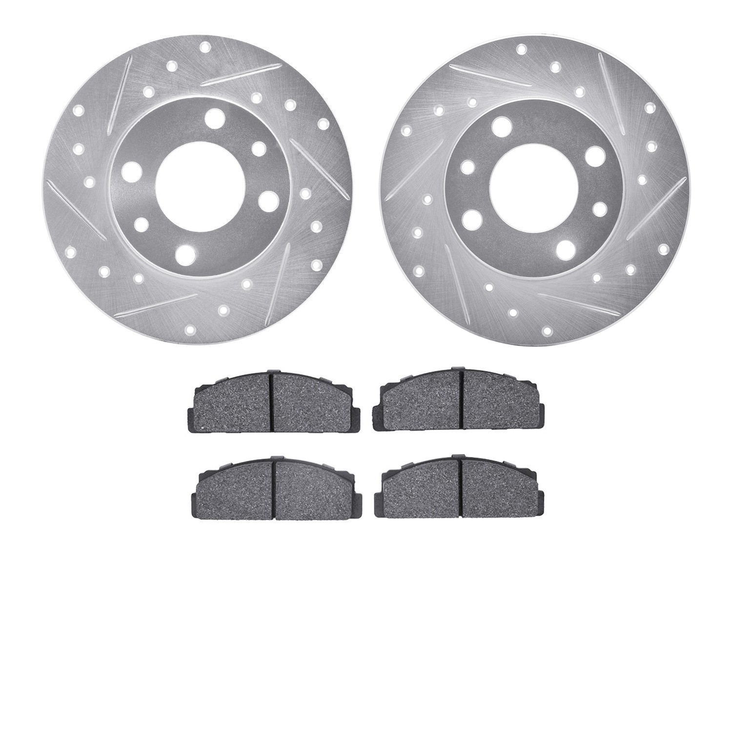 DYN 7502-07002 DFC Brake Rotor - Drilled & Slotted - Silver w/5000 Advanced Brake Pads