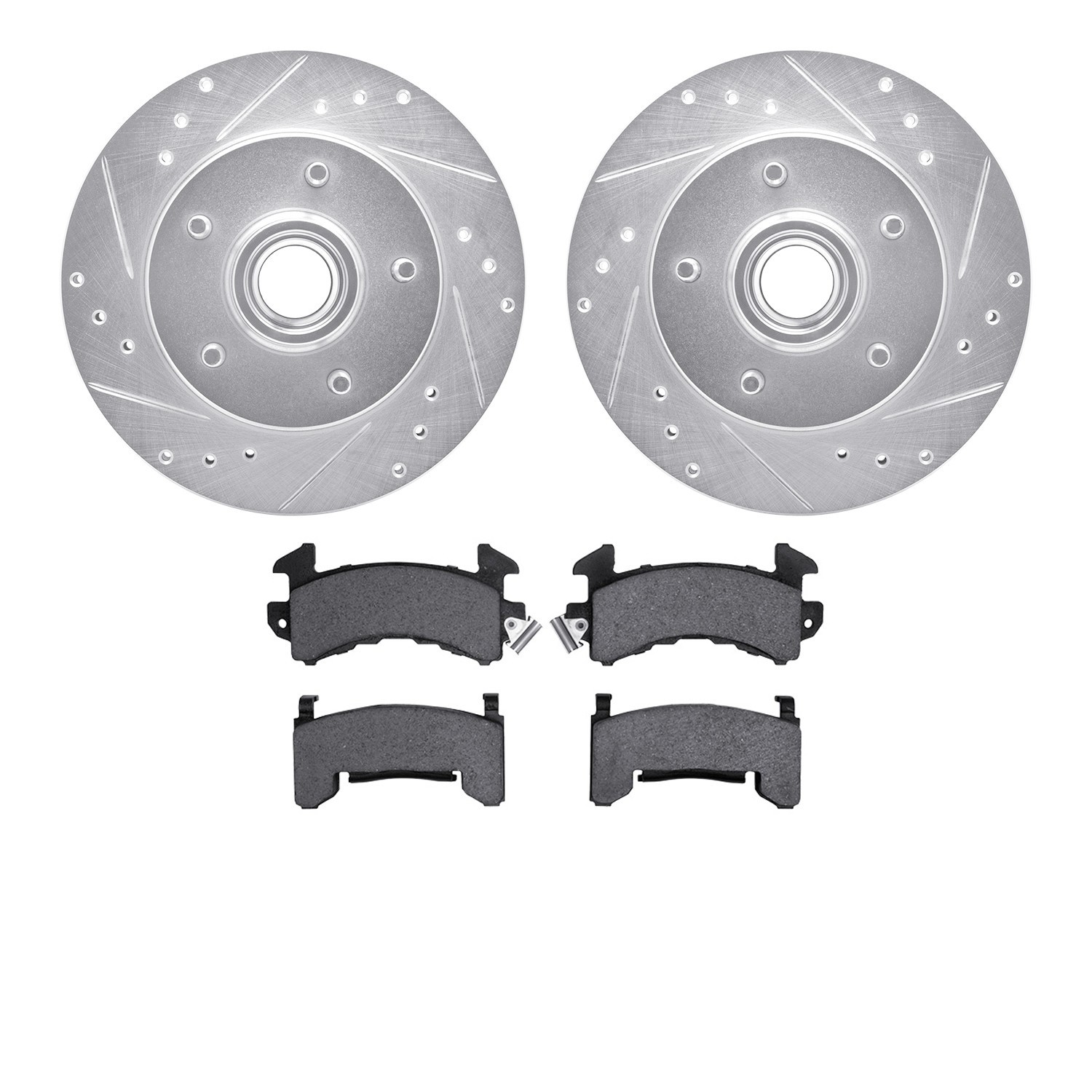 DYN 7502-47005 DFC Brake Rotor - Drilled & Slotted - Silver w/5000 Advanced Brake Pads
