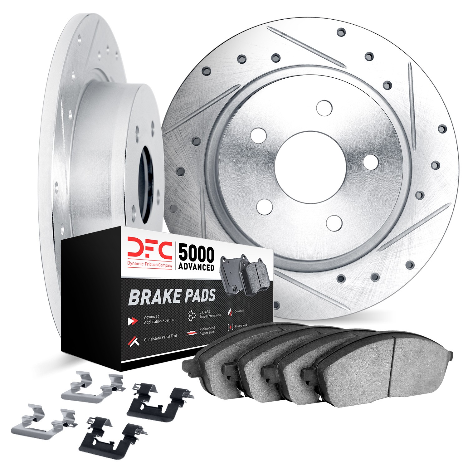 DYN 7512-47033 DFC Rotors-Drilled & Slotted-Silver w/ 5000 Advanced Brake Pads Incl Hdw - Image 2