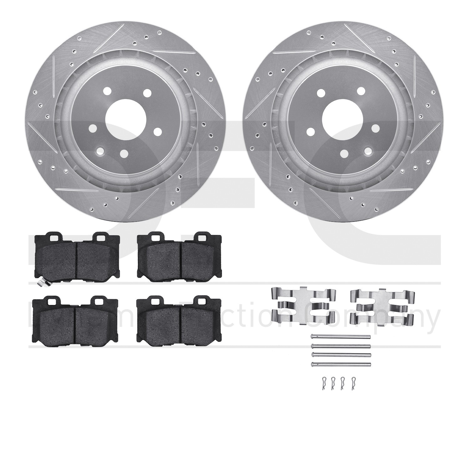 DYN 7512-68012 DFC Rotors-Drilled & Slotted-Silver w/ 5000 Advanced Brake Pads Incl Hdw
